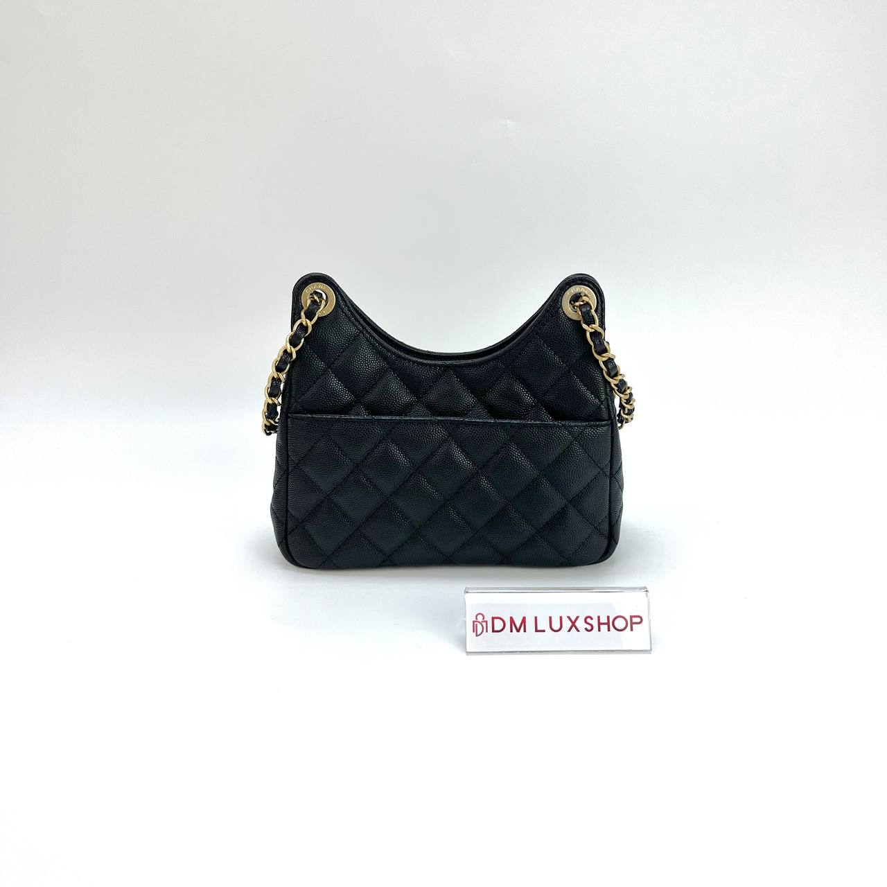 Chanel 23C Black Caviar Hobo Sling Bag GHW (Microchip)