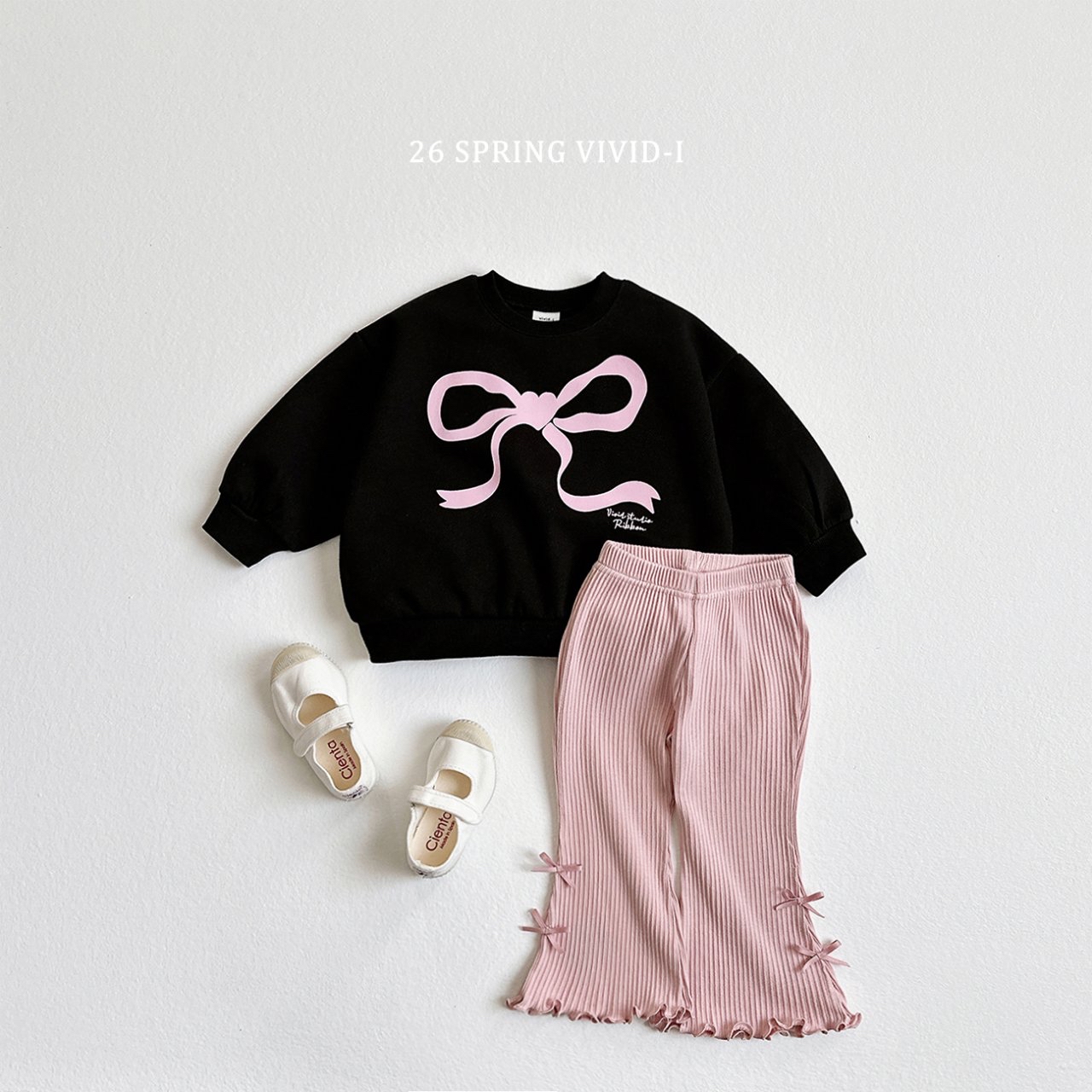 🌸預訂 韓國直送🌸🇰🇷VIVIDI三色絲帶印花寬鬆衛衣