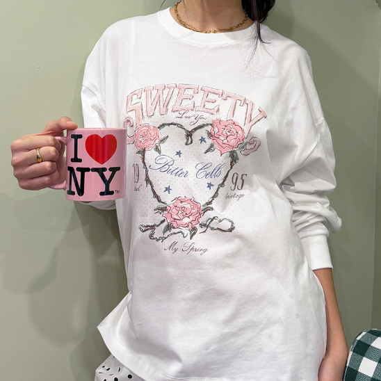 [BITTER CELLS] ROSE PETAL LONG SLEEVE T- Shirts (2色)