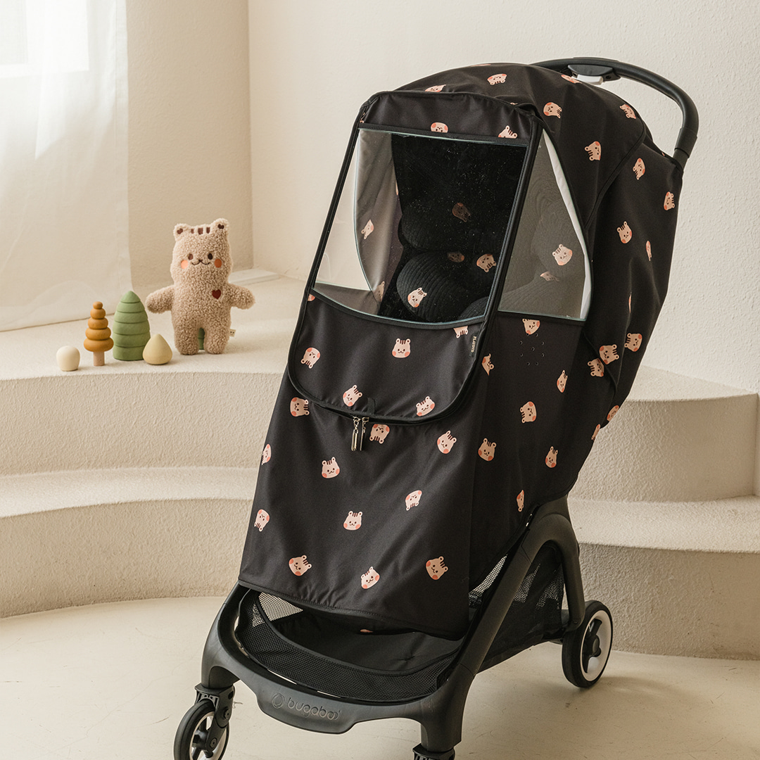 DOTTODOT圓圓臉嬰兒車黑色防風罩(僅開放松鼠/兔兔款)