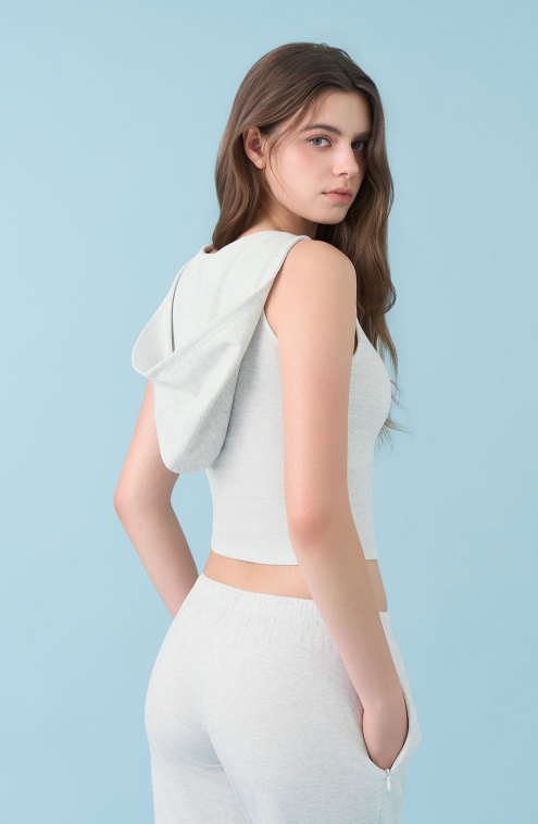 【宮廷領連PAD背心】預購_Soft Pique hooded sleeveless by Grandeline