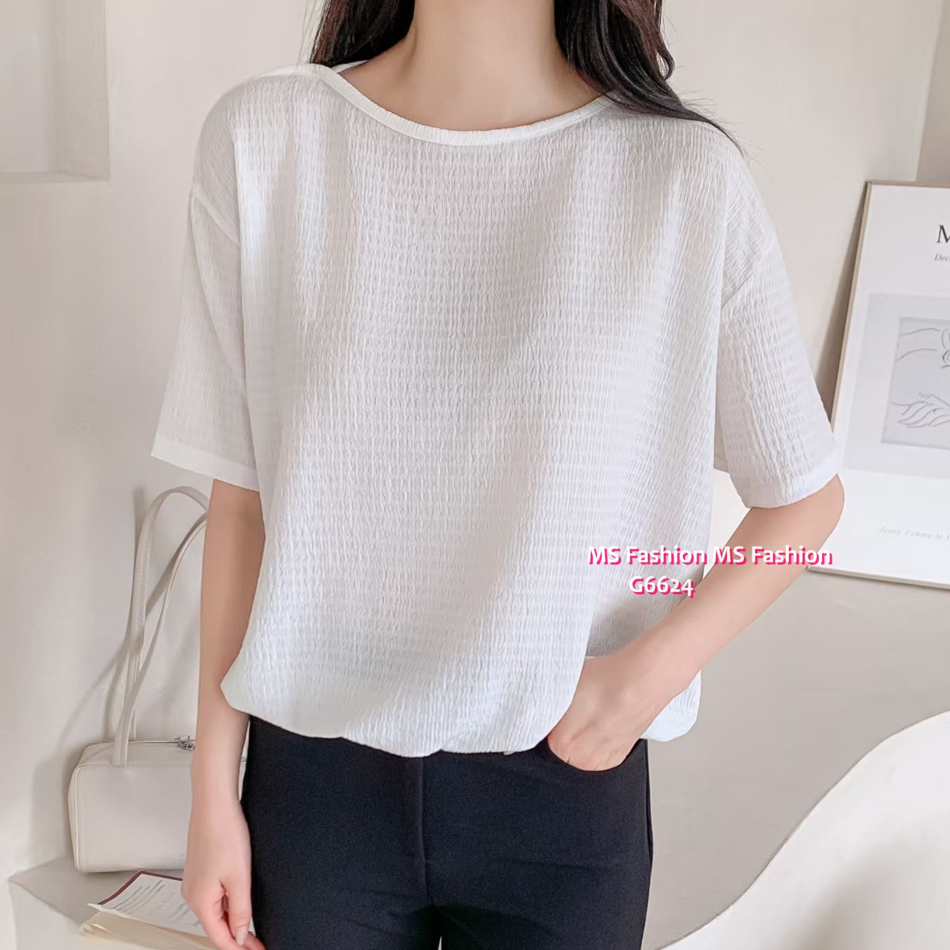 G6624 淨色暗紋top
