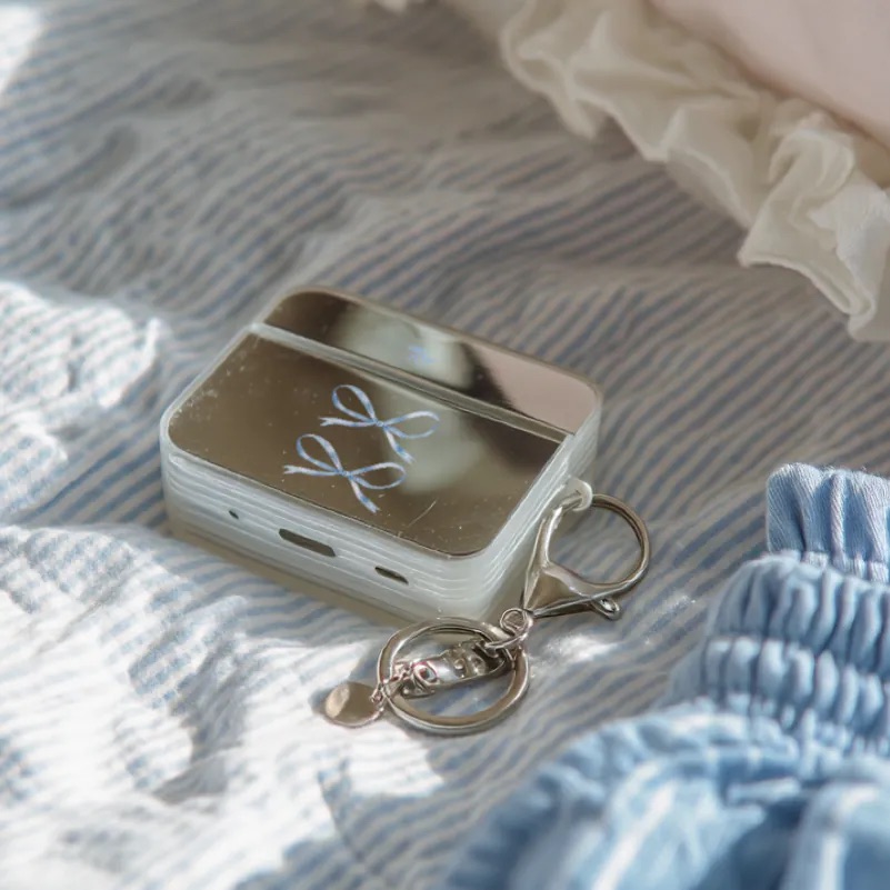 【Silky Blue Ribbon】鏡面方盒AirPods Case