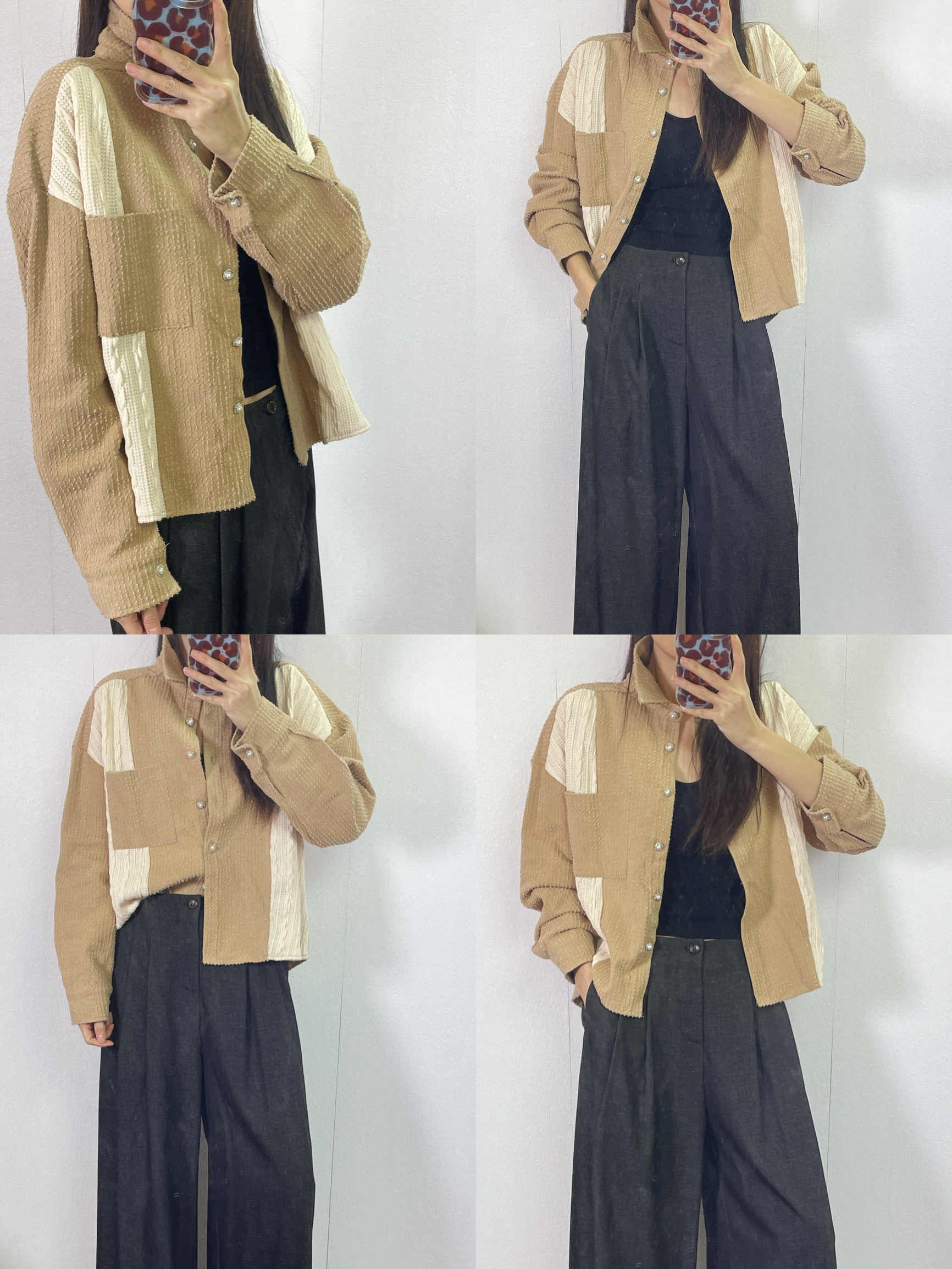 ⭐️Sale⭐️ #10-3920 撞色拼布恤衫形外套