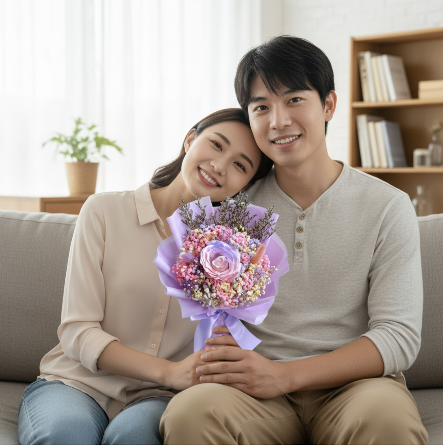   👉🏻乾👈🏻 香皂粉紫大玫瑰丨粉紫系花束丨小花束丨心意小花束丨情人節小花束丨畢業小花束