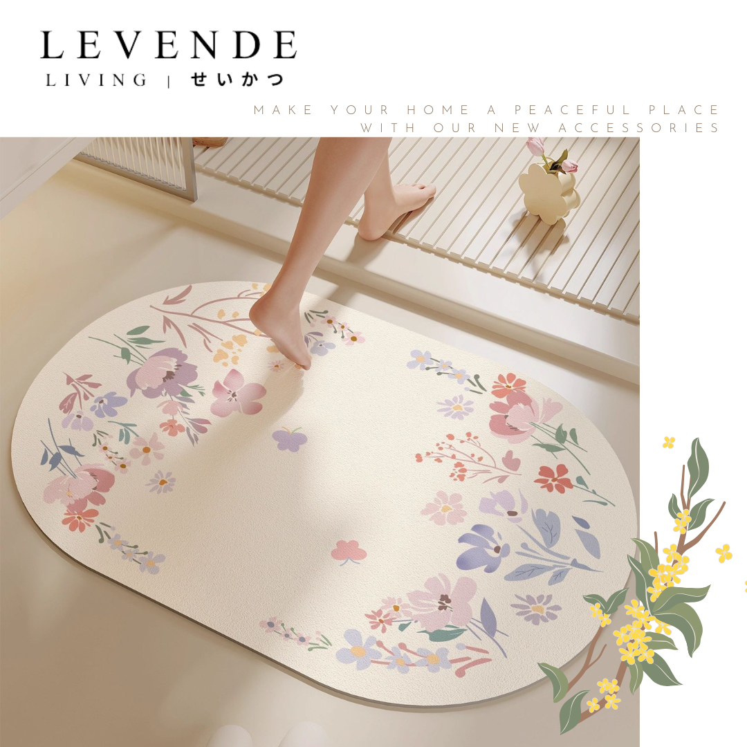 Levende繁花硅藻泥浴室地墊