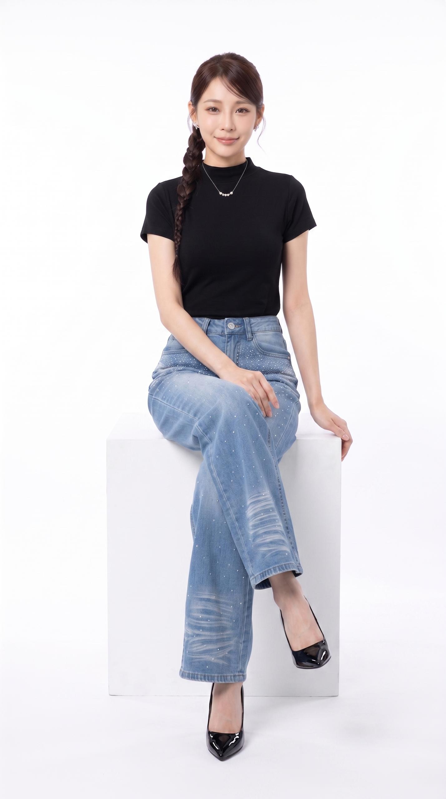 1881BP Crystal Embellished Wide-Leg Jeans