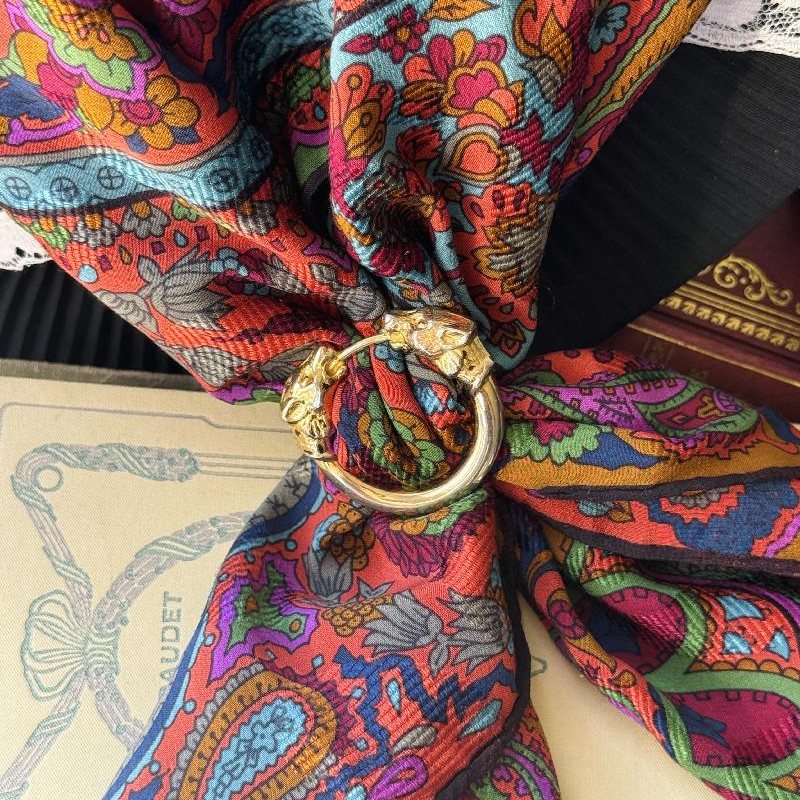 Vintage MALKA PARIS Made in France Leopard Scarf Ring