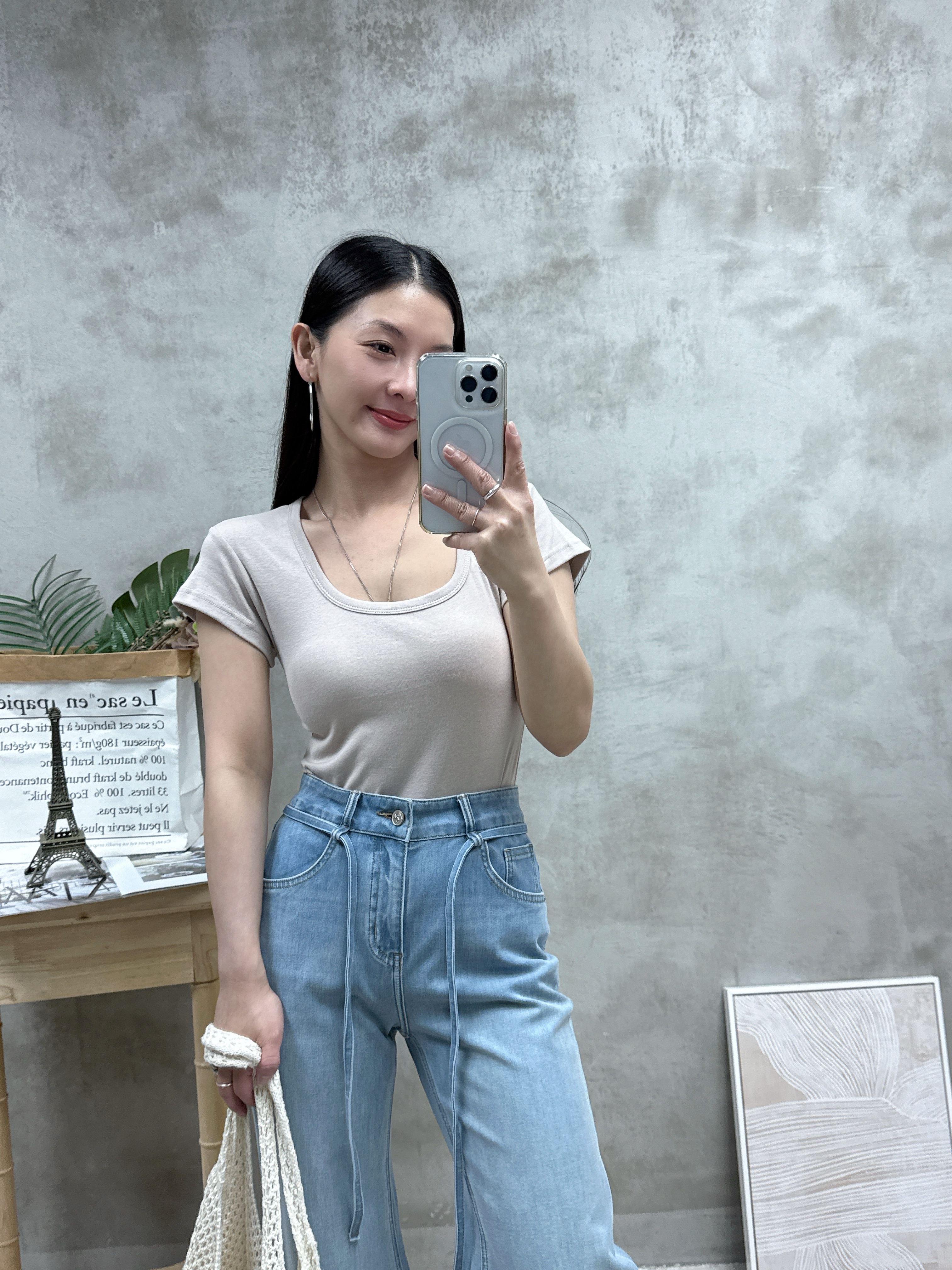 F13 方領凈色Top