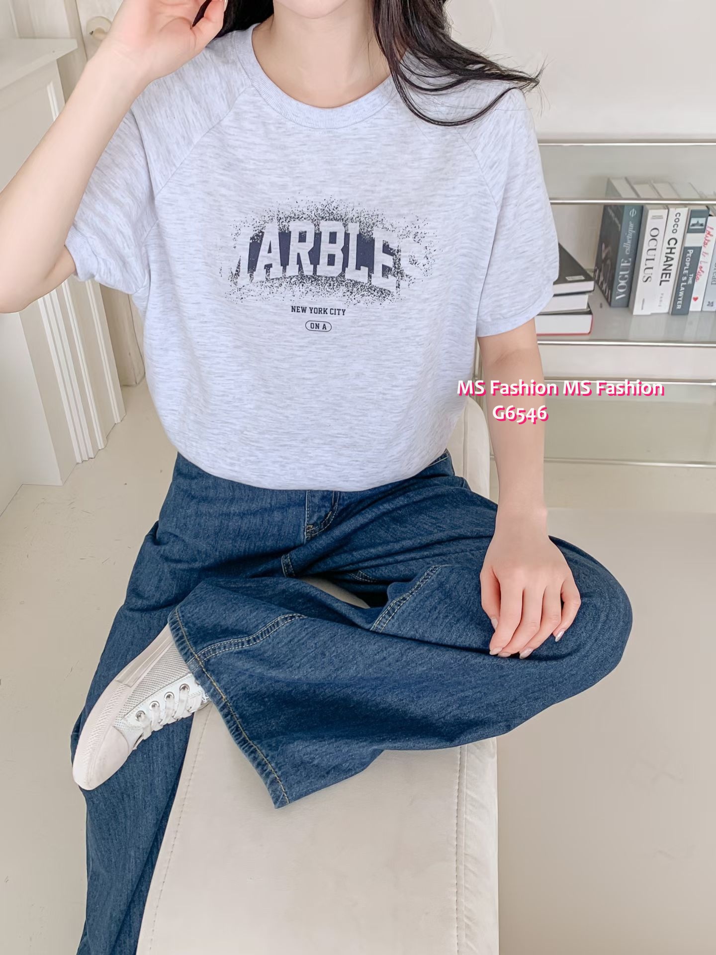 G6546 拼色字母top