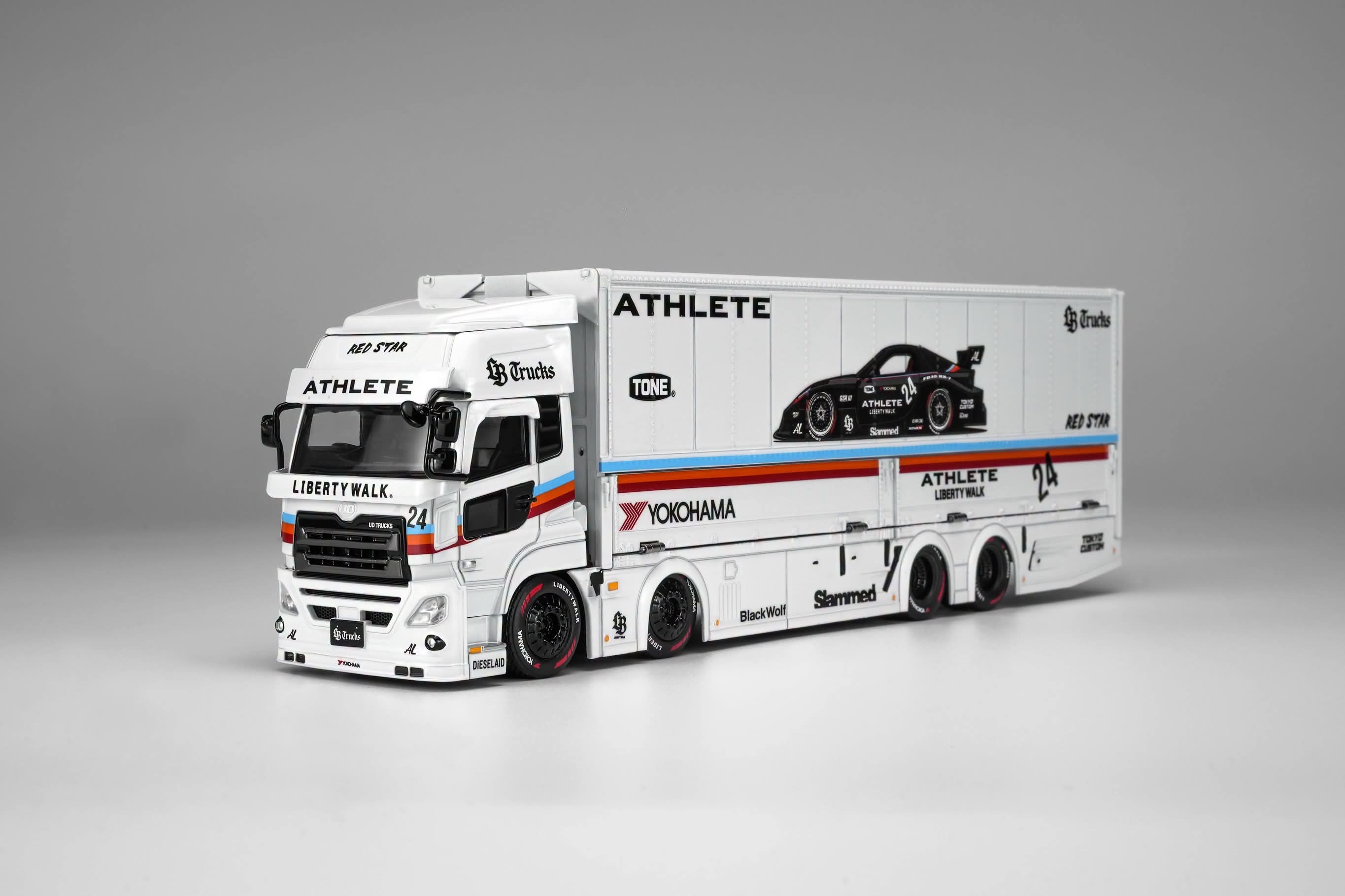 (預訂 Pre Order) MOTORHELIX (M61252) LB TRUCKS UD QUON CARGO ATHLETE WHITE LIMITED EDITION 2999PCS