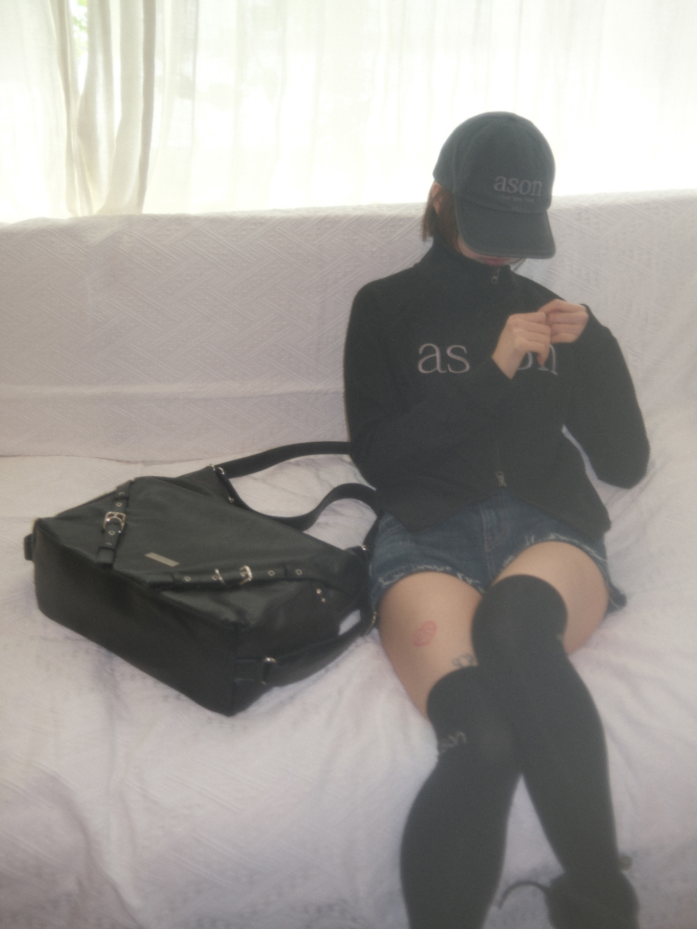 品牌代購 - ason) FOLD DENIM SHORT PANTS