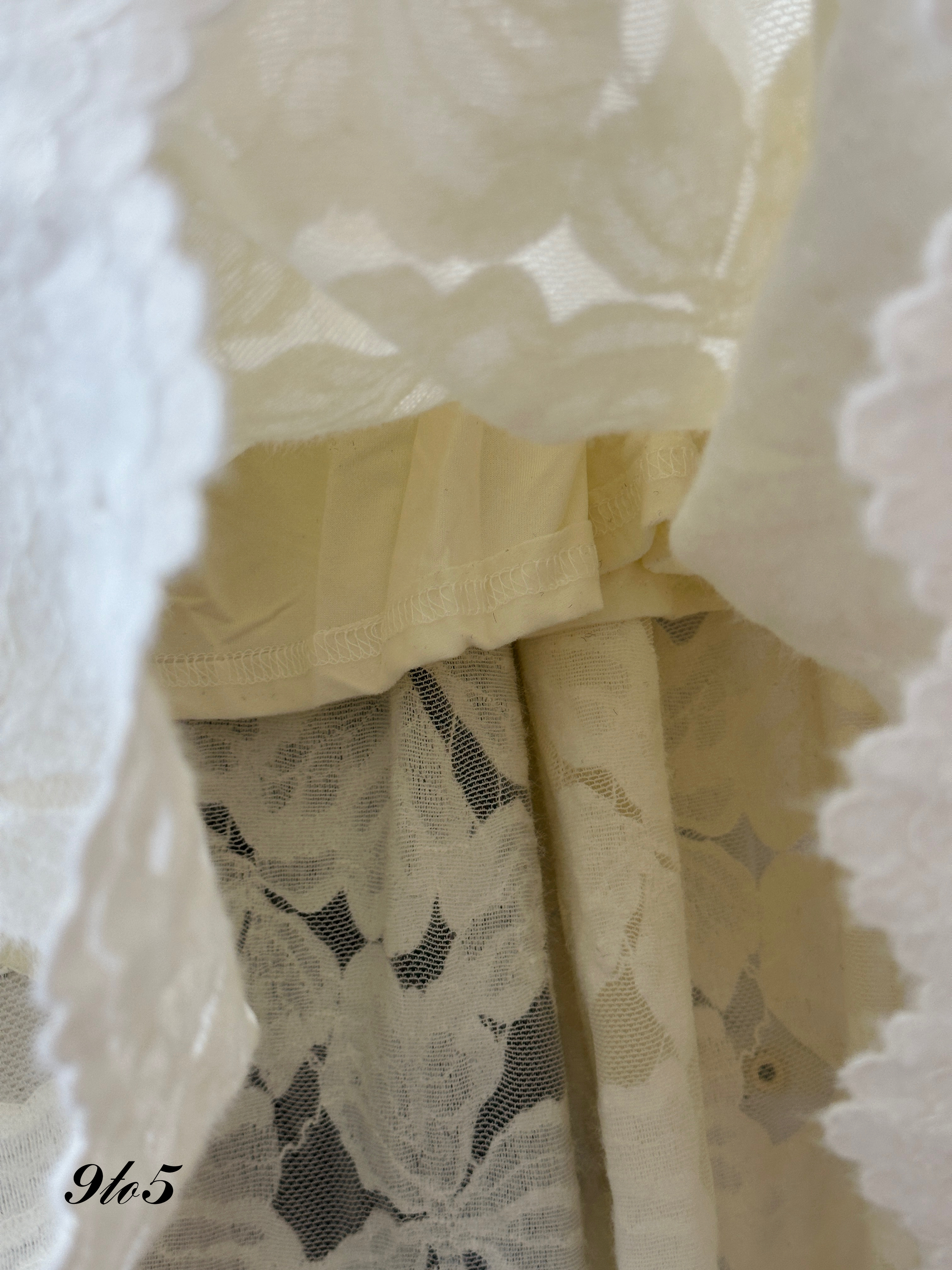 S1782 Floral Layered Skirt - Black & White