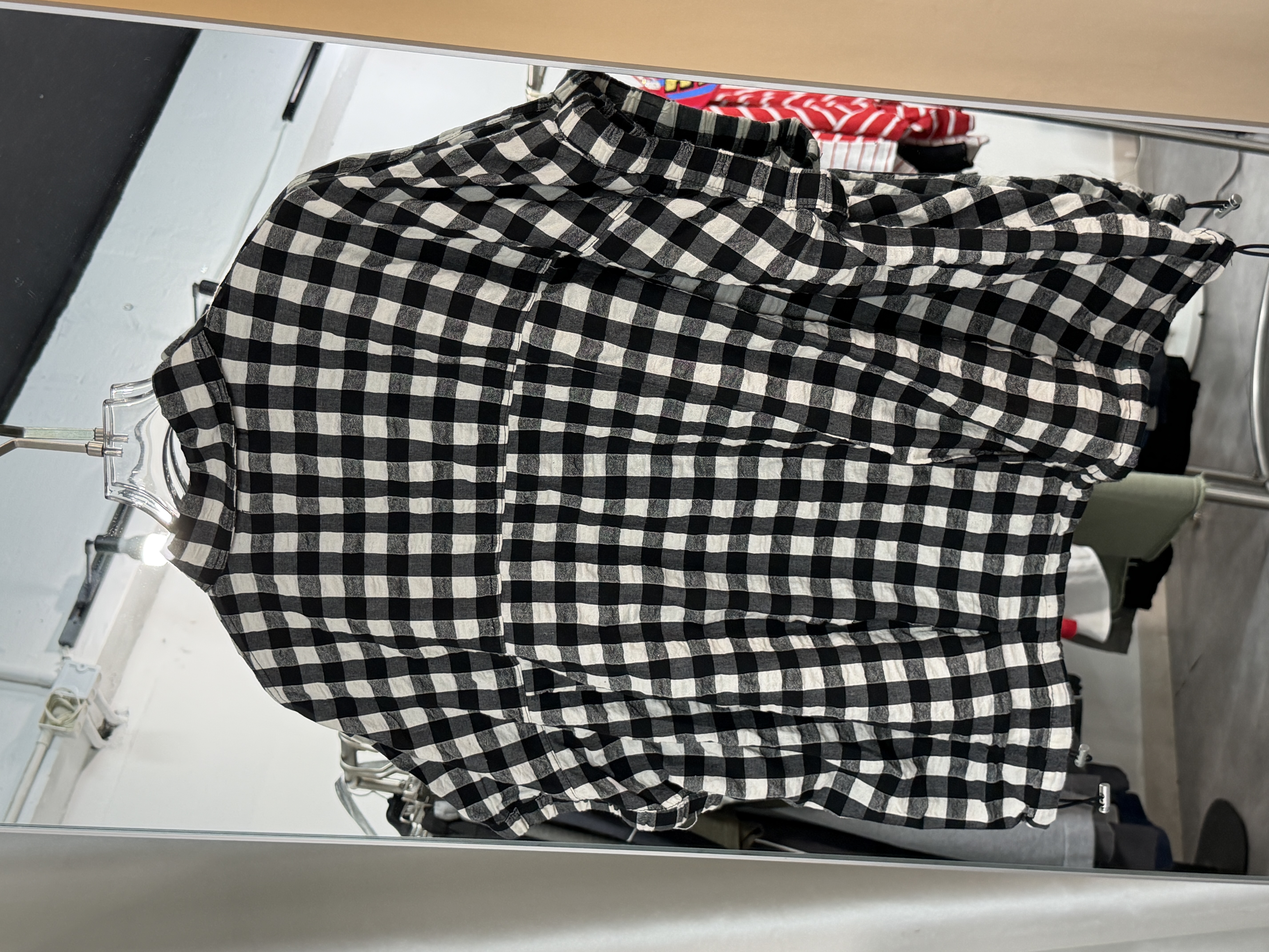 日系黑白格子寬鬆襯衫