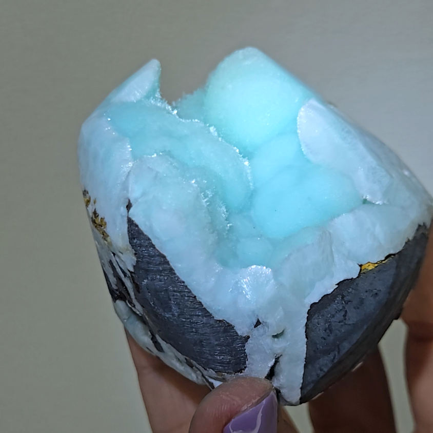 Blue aragonite with botryoidal bubble formations - AR55