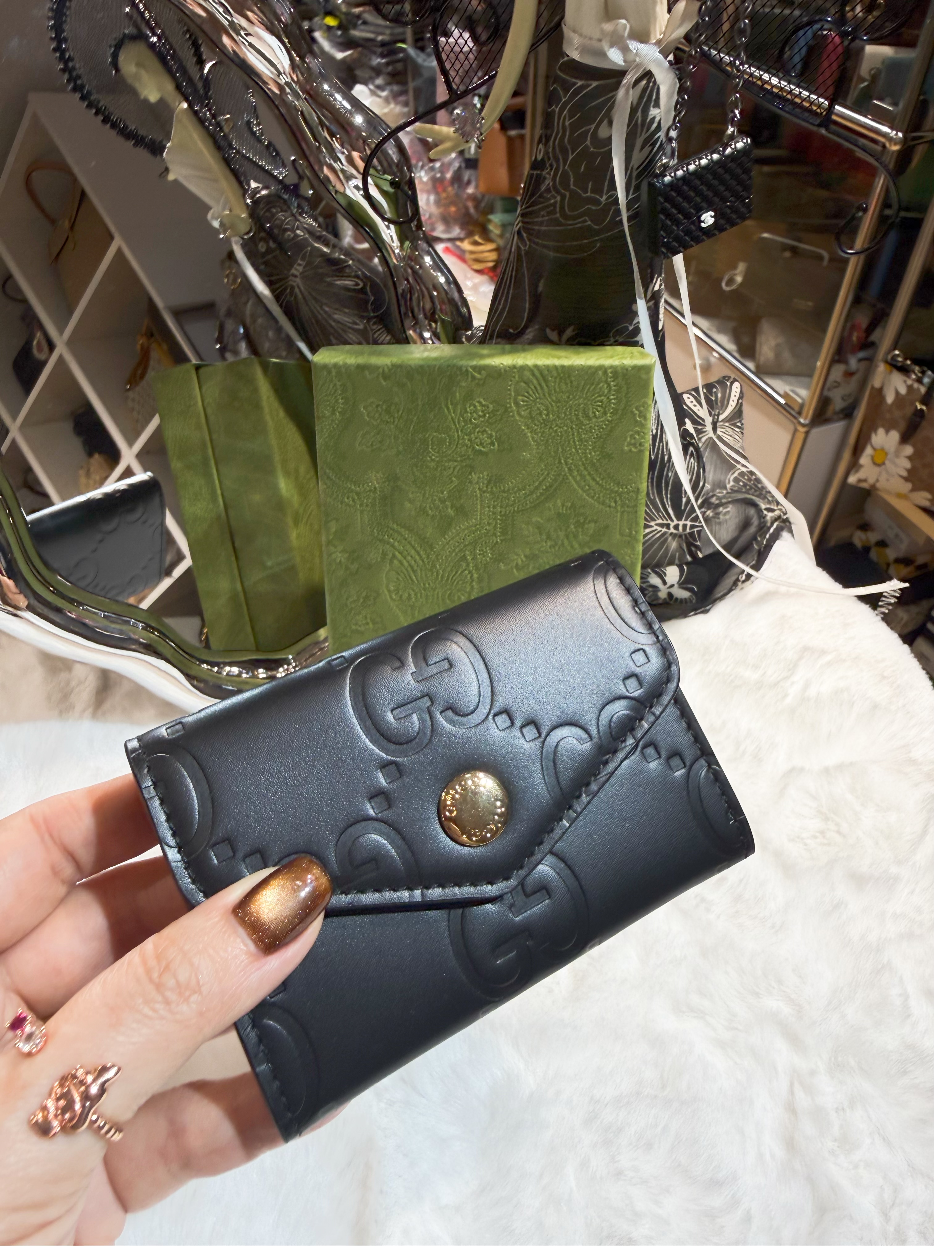 Gucci flap card holder GG/blk