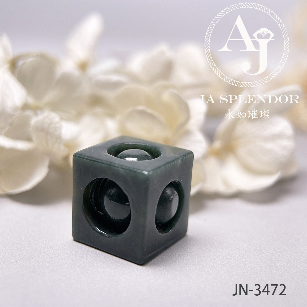 JN-3471/72/73/78/80 天然翡翠A玉 油青墨綠骰子招財進寶吊墜