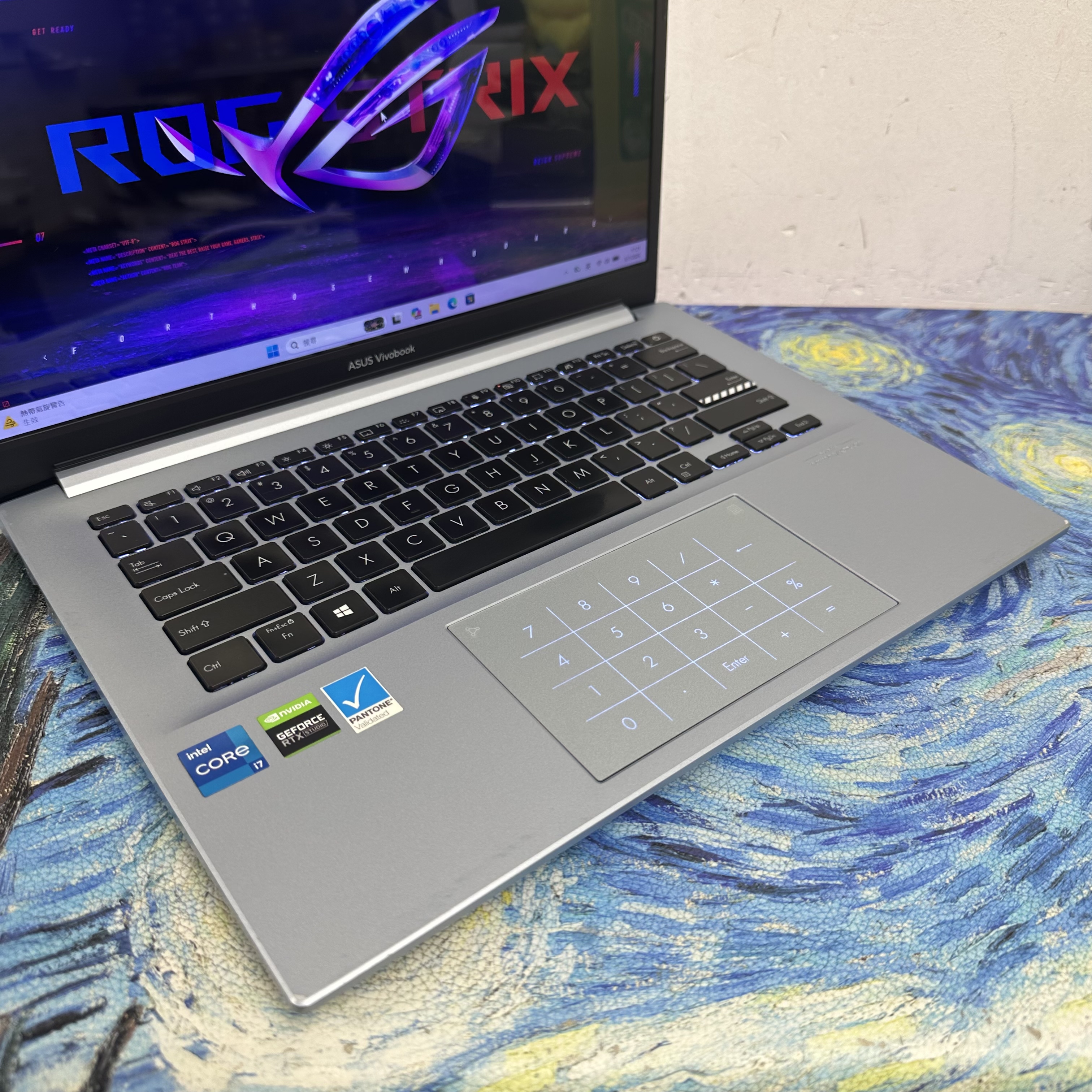 #6002 Asus Vivobook 14寸 2.8K OLED Mon Intel i7-12700H/16GB Ram/512GB SSD/獨立顯示卡/Pantone認證/打機超爽/ Gaming Laptop / Notebook /藍色🩵