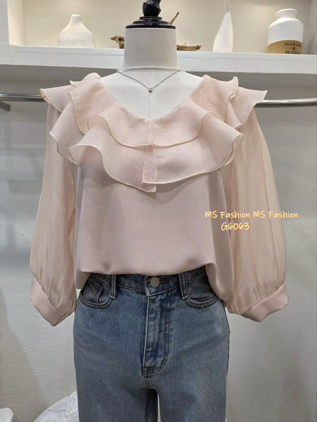 G6063 韓國🇰🇷靚料雙層ruffle top