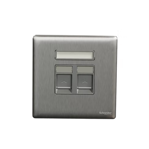 施耐德 Unica X 炫星銀 孖位 CAT6數據插座