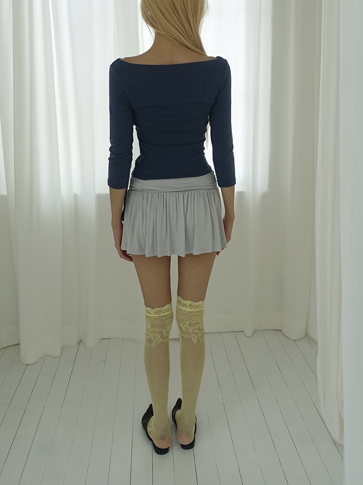 Asymmetric Ruched Boatneck Top