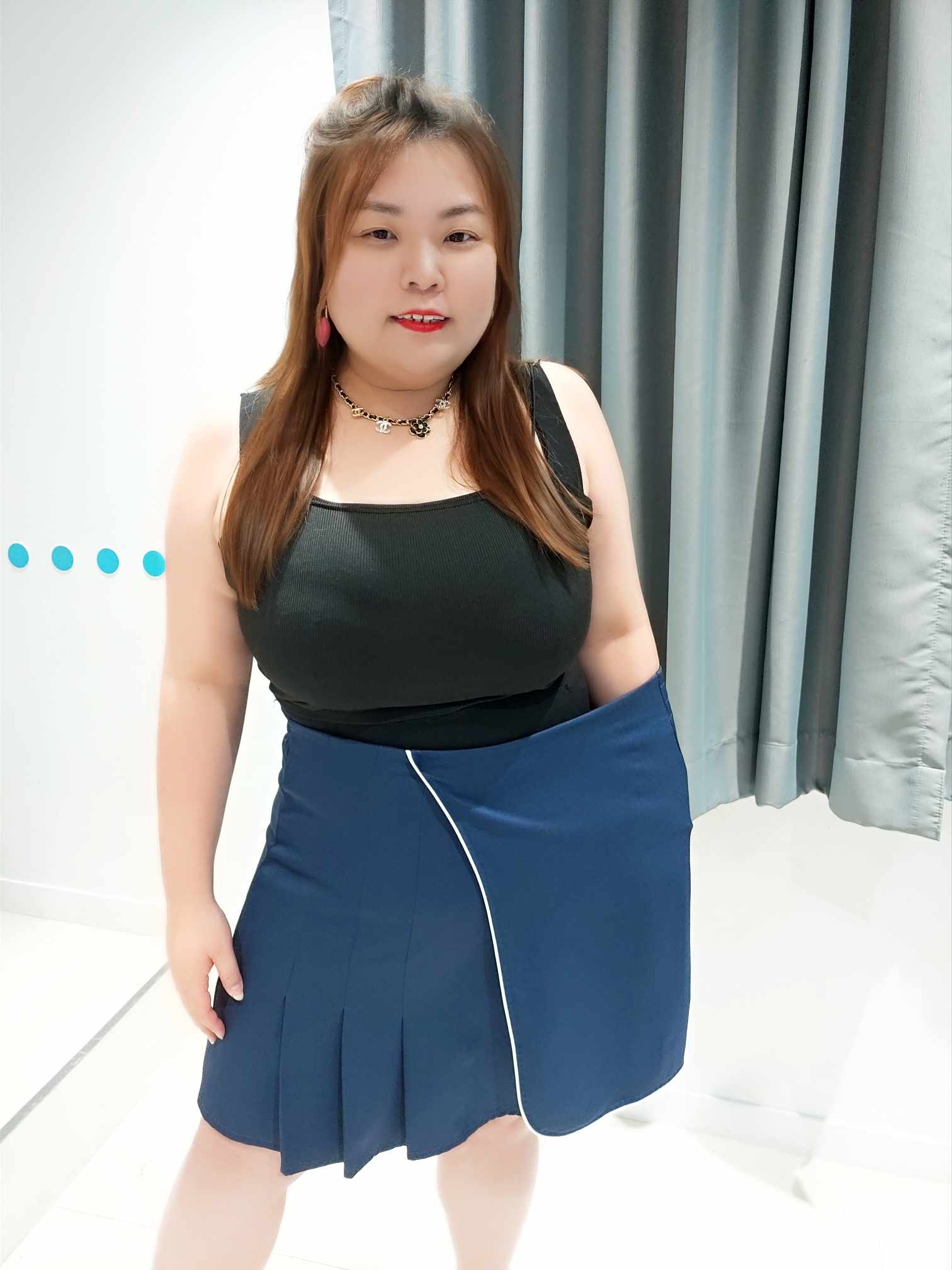 DSE04 小拼百褶设计裤裙