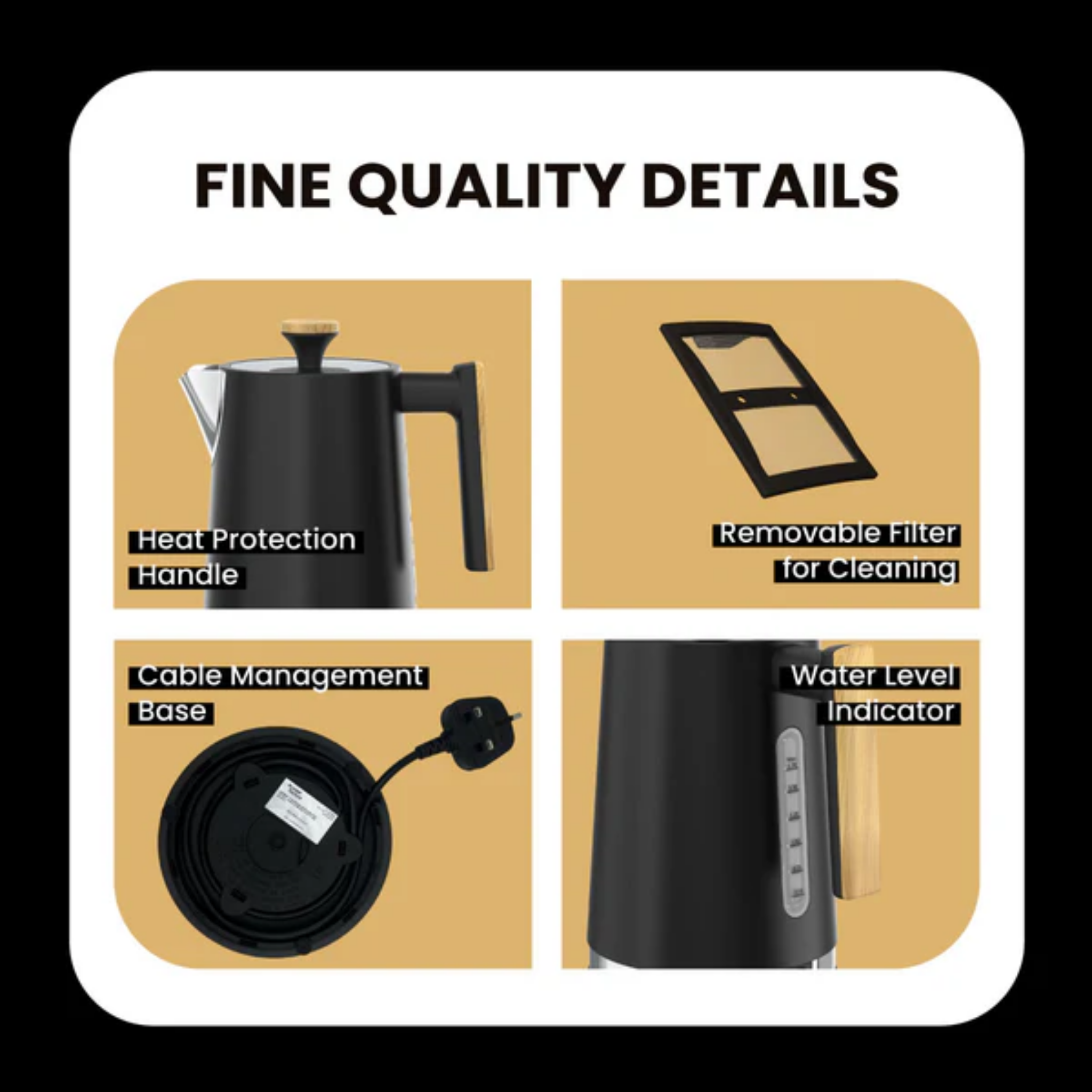 Russell Taylors 1.7L Noir Stainless Electric Kettle (RK30)