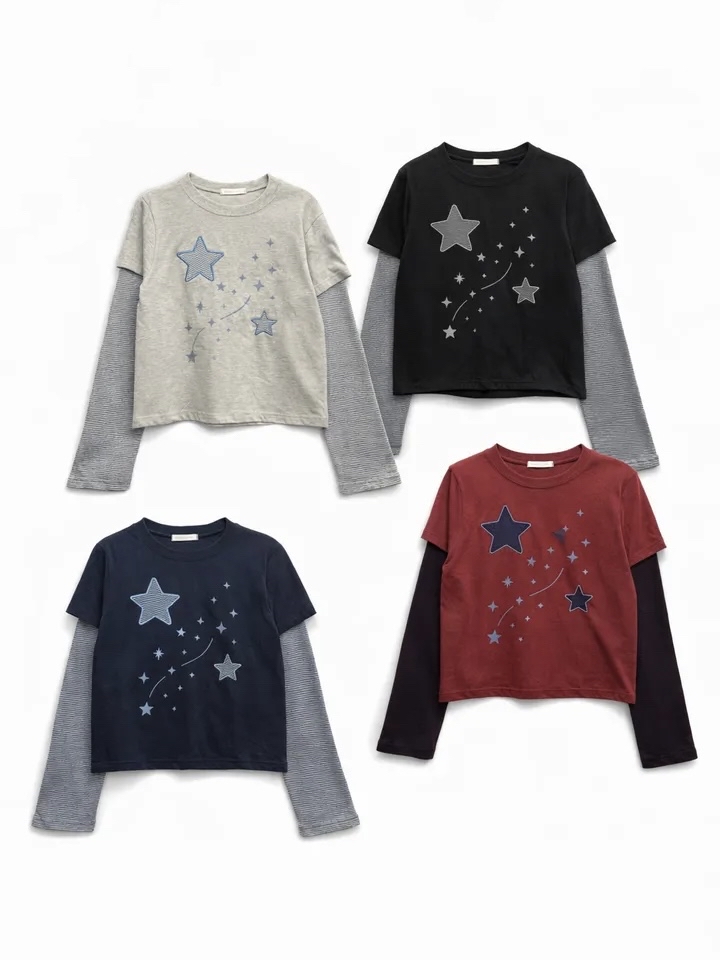 Star Graphic Layered Long Sleeve Tee