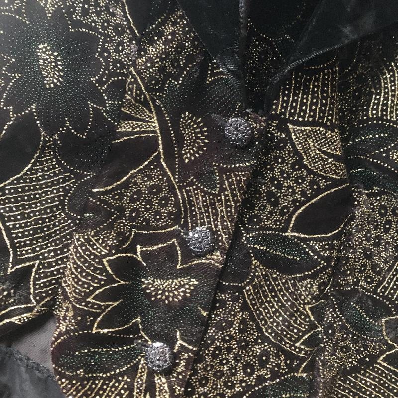 c.a. 1980s Designer Scott McClintock Glittering Floral Pattern Velvet Jacket/Top(MT484)