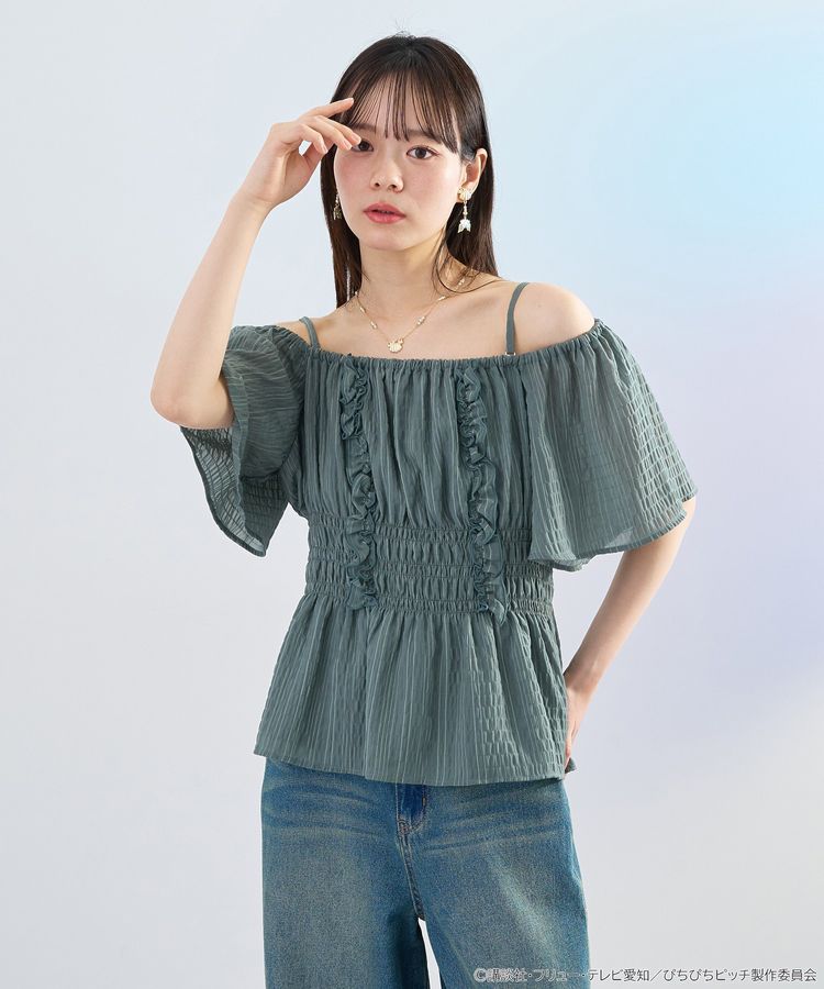 《Pre-Order》2-Way Shirred Blouse 兩穿皺褶上衣｜唱K小魚仙 Pichi Pichi Pitch X earth Japan Label (26PP07-P)