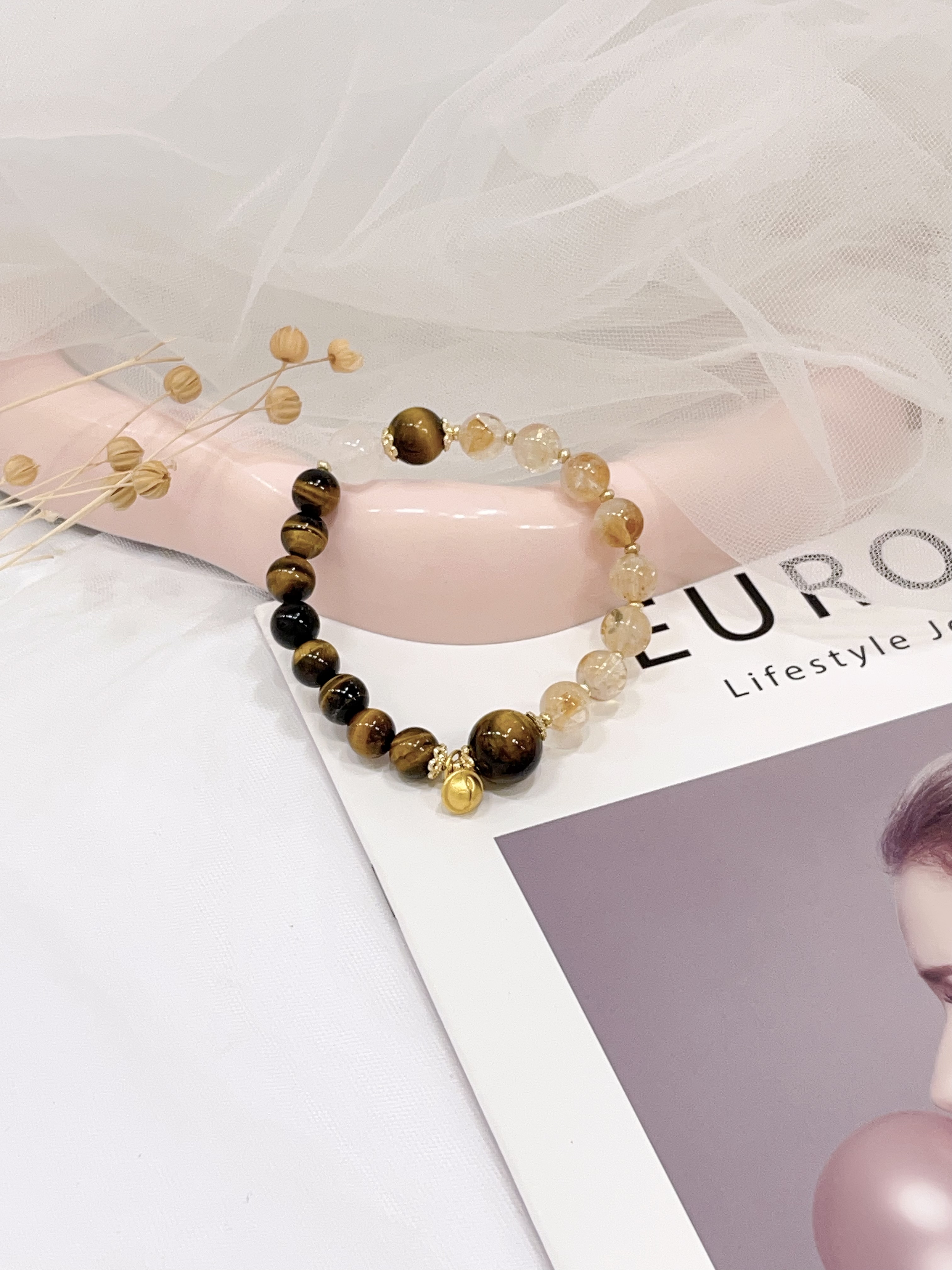 🐯 黄虎眼 × 白幽灵 × 黄塔晶手串 Yellow Tiger Eye & White Phantom Quartz & Yellow Phantom Quartz | 8mm-13mm