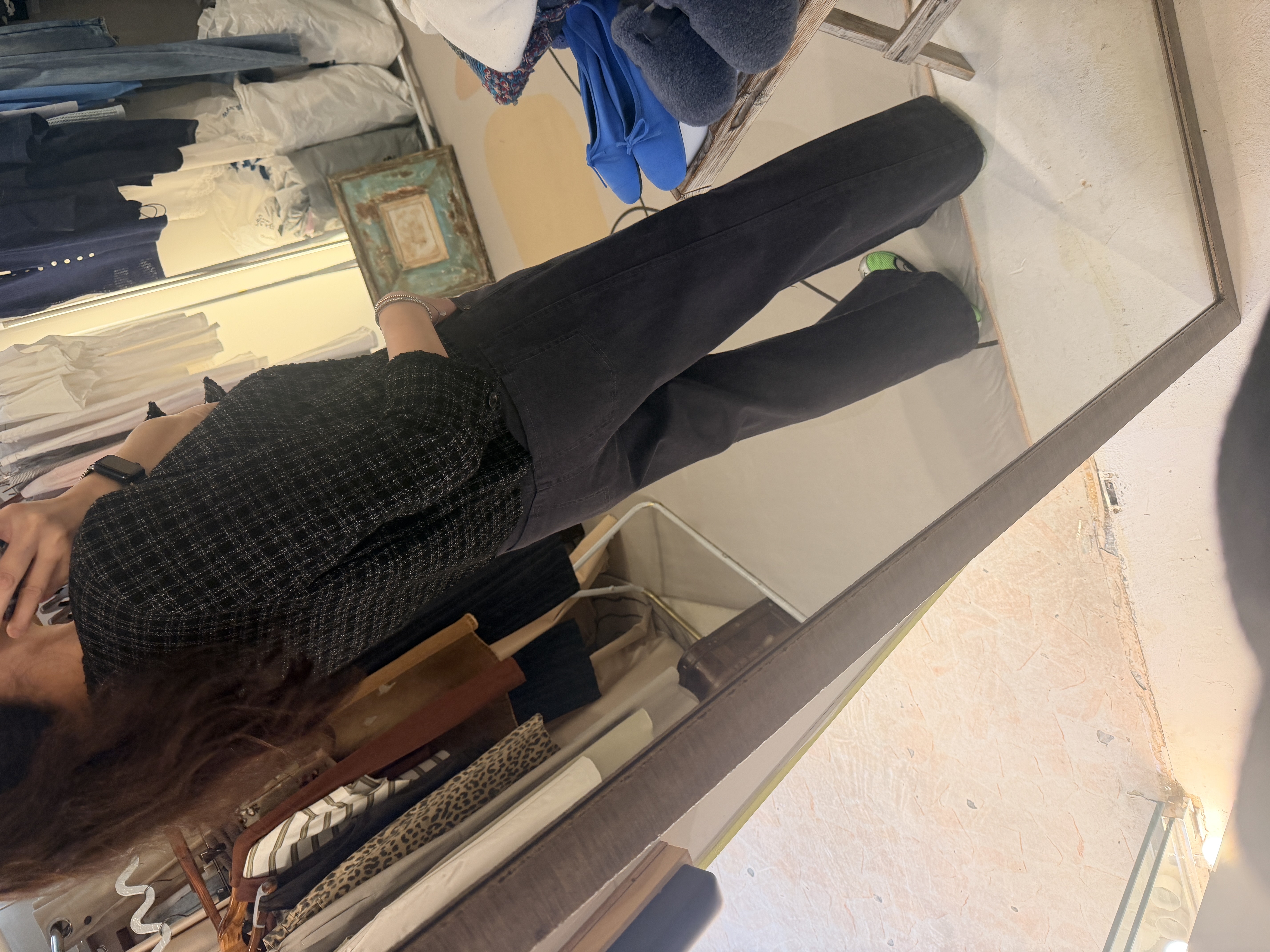 Checked mid-sleeve jacket