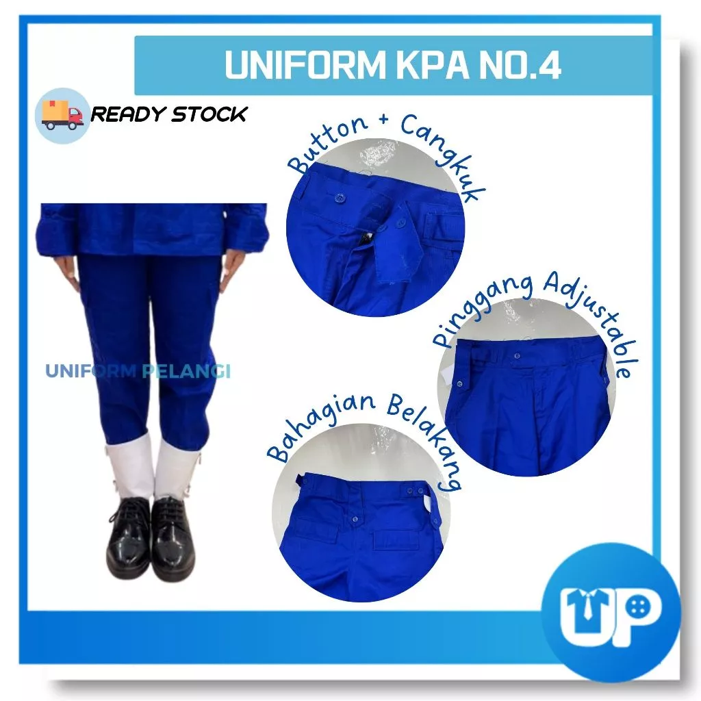 Uniform KPA No 4 Kaspa Biru Kemeja Lengan Panjang Long Sleeve Sekolah Kokurikulum K.P.A NO.4 民防