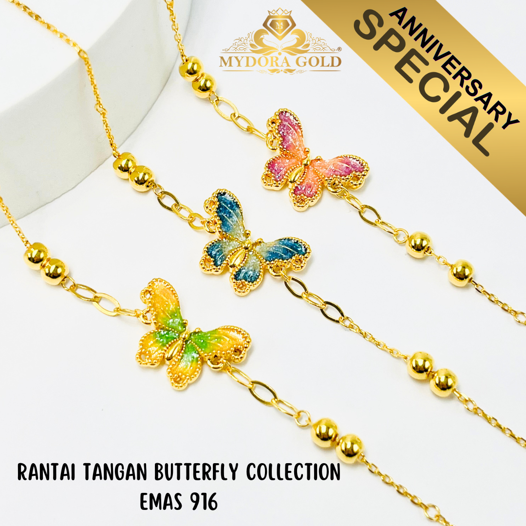 Anniversary Special: MYDORA Rantai Tangan Butterfly Series l EMAS 916/22K