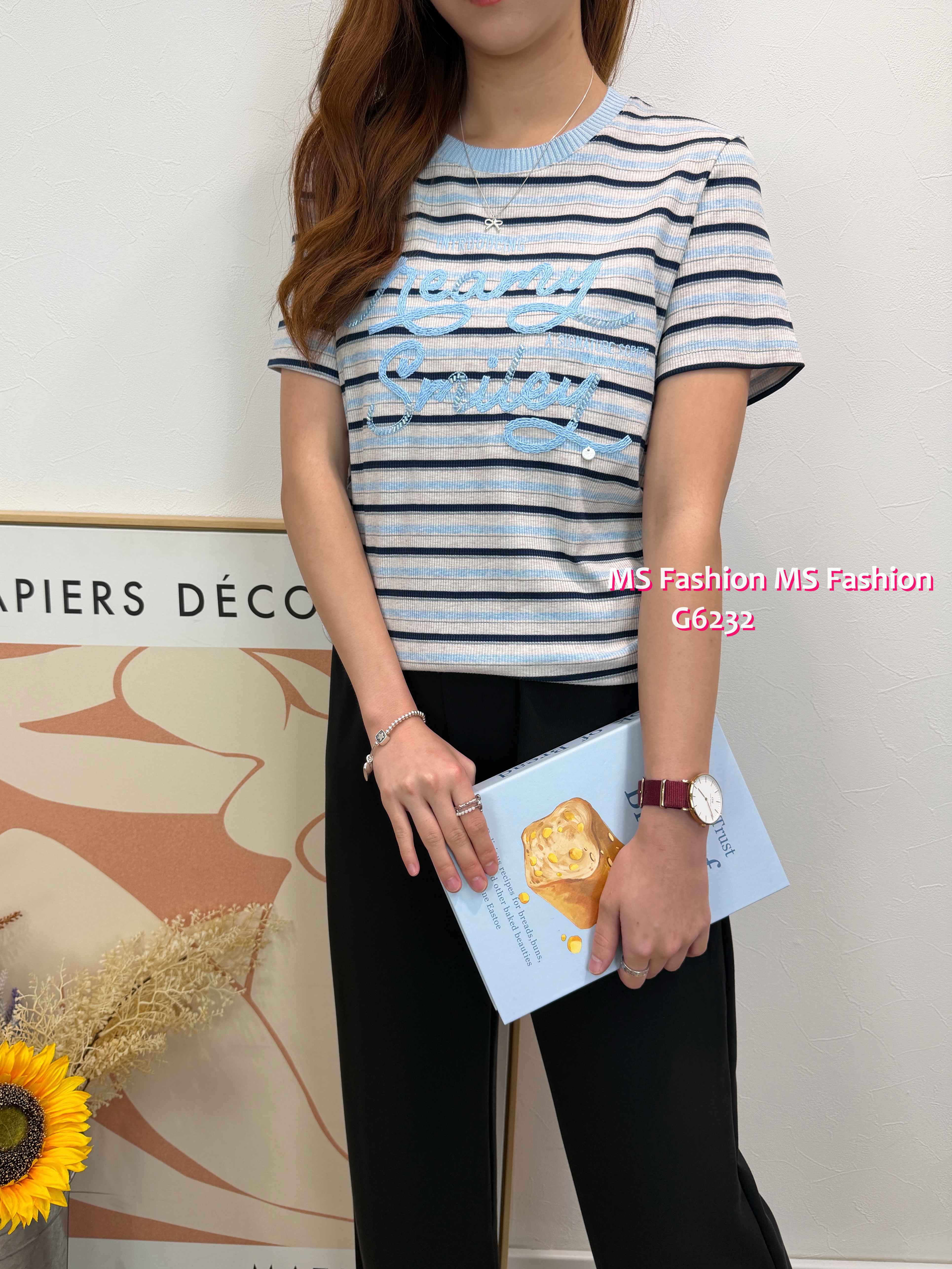 G6232 韓國🇰🇷扭繩字母橫間top