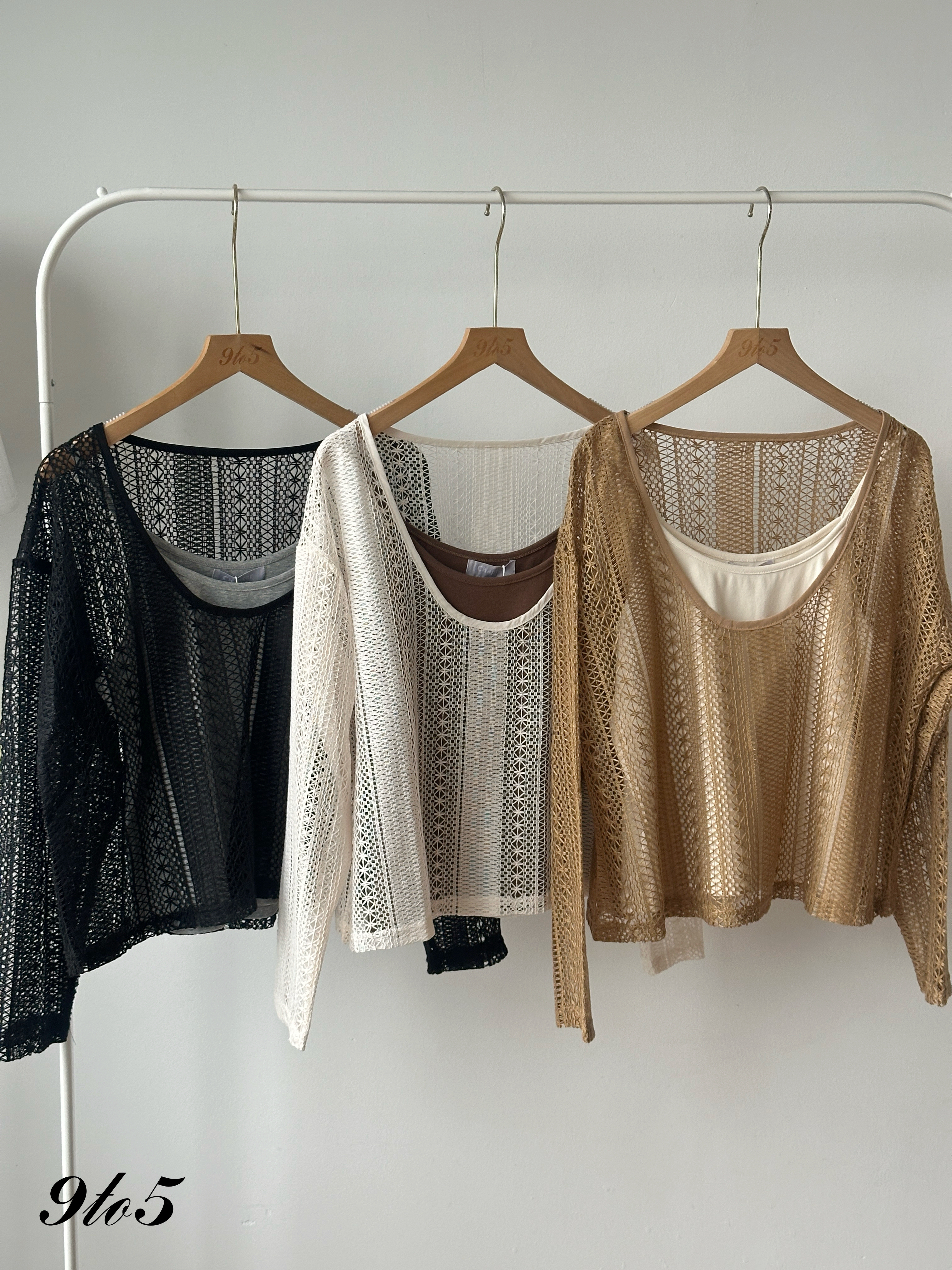 T4322 Two-Pieces Crochet Top - 3 Colors 