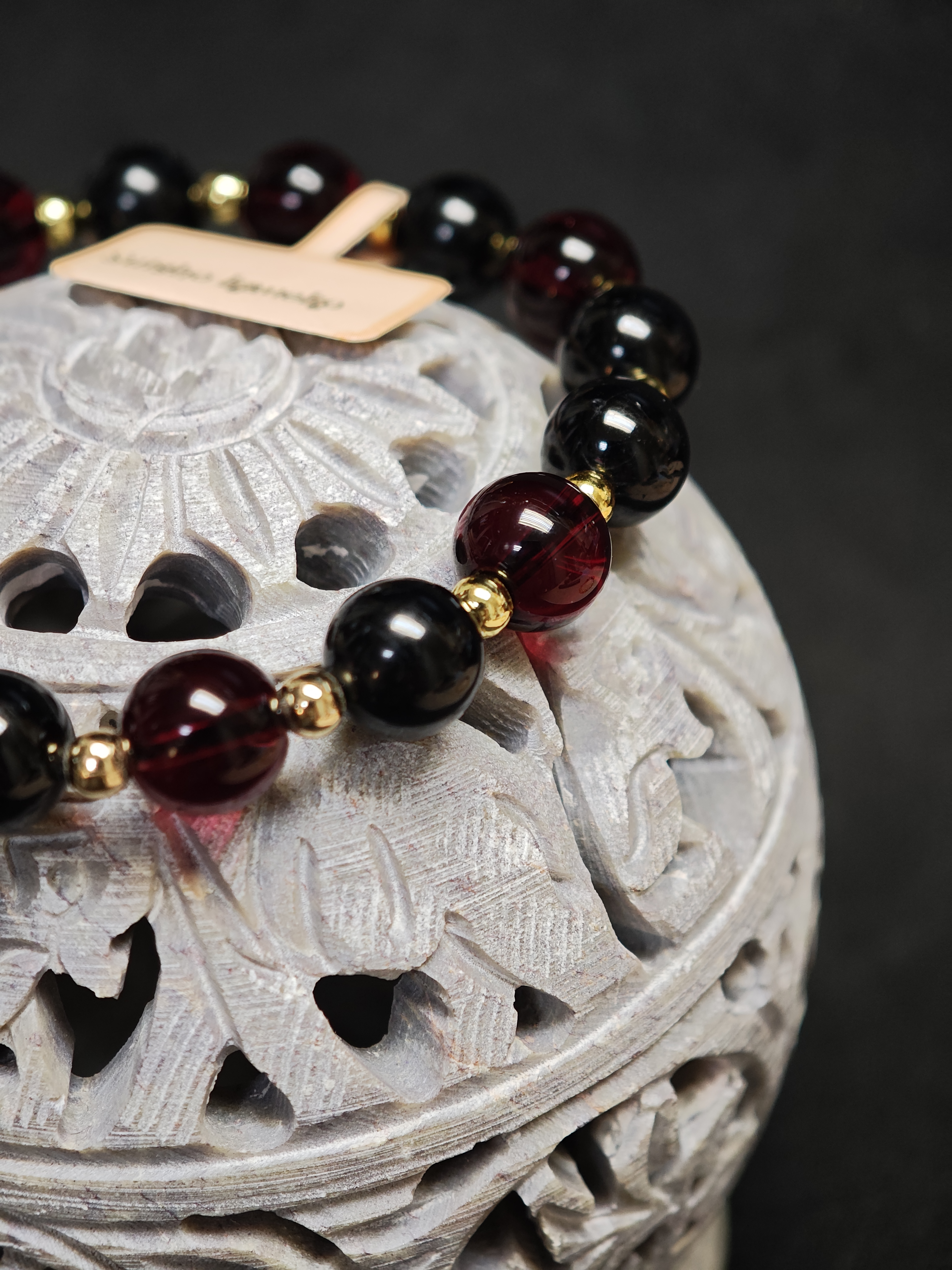 ✨新品DIY水晶手串✨✨🖤黑碧璽✨♥️紅石榴石✨