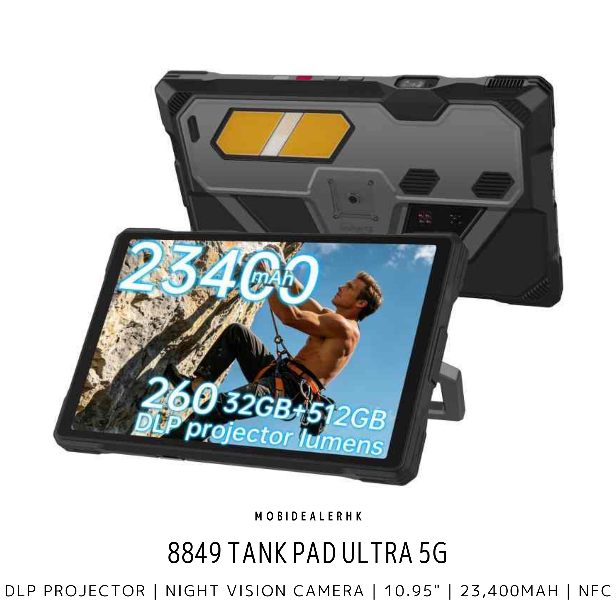 8849 Tank Pad Ultra | 5G | 三防平板電腦 | 投影儀 | 夜視鏡 | 10.95" | 23,400mAh | NFC | 3咭槽