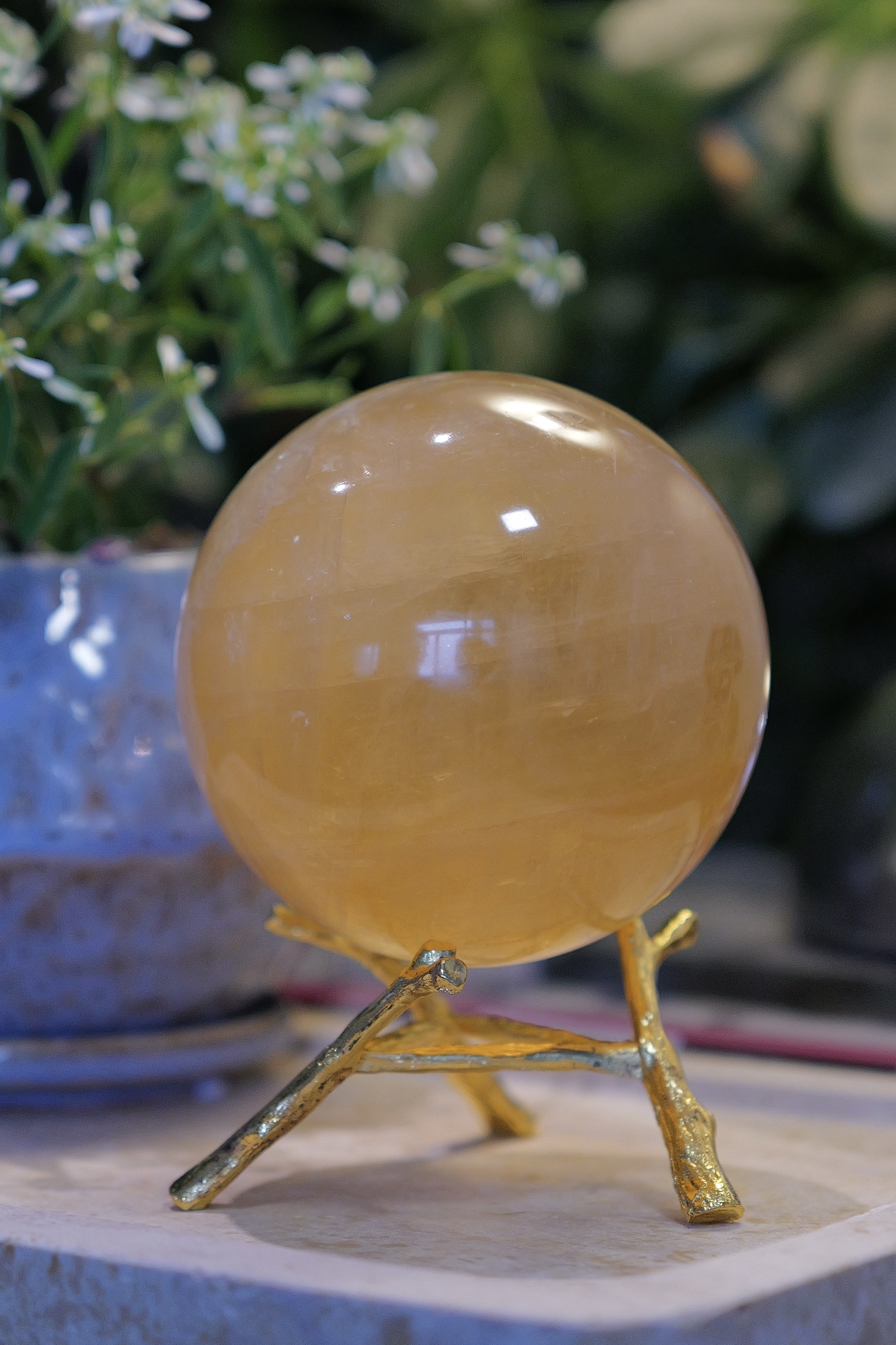 ༒ 9.2cm 1.1Kg+ 黃方解石球༒ CA.a086C28G1J6A-RA*68N