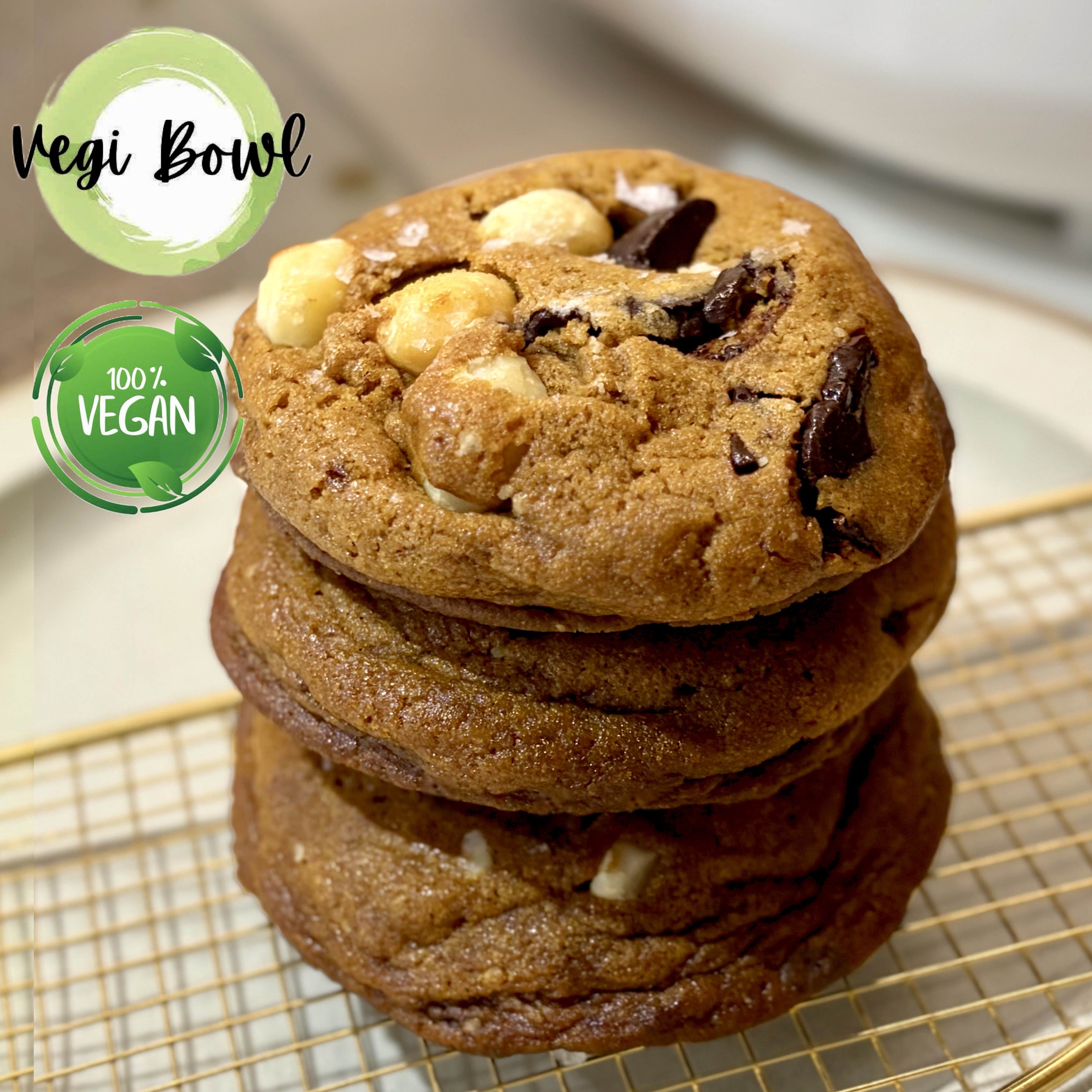 ❄️香港 純素朱古力夏威夷果仁美式曲奇 Hong Kong VegiBowl Vegan Dark Chocolate Macadamia Nuts American Cookies 