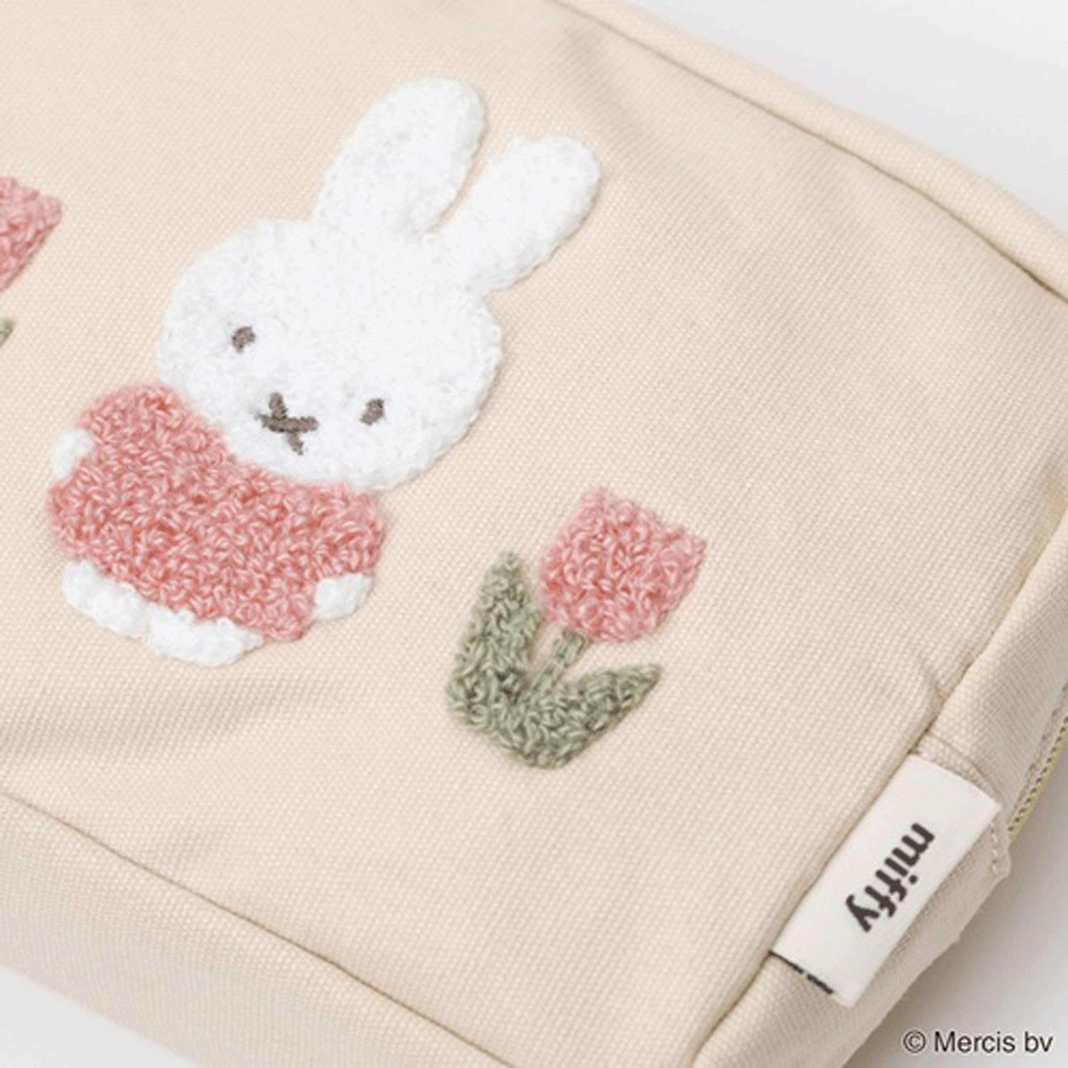 Miffy - 刺繡長形小物包 (杏色花朵款)