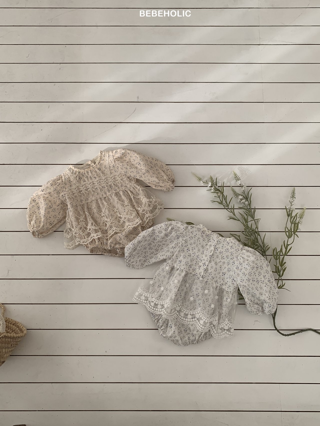 🌸預訂 韓國直送🌸🇰🇷BEBEHOLIC兩色碎花蕾薄紗長袖包屁裙