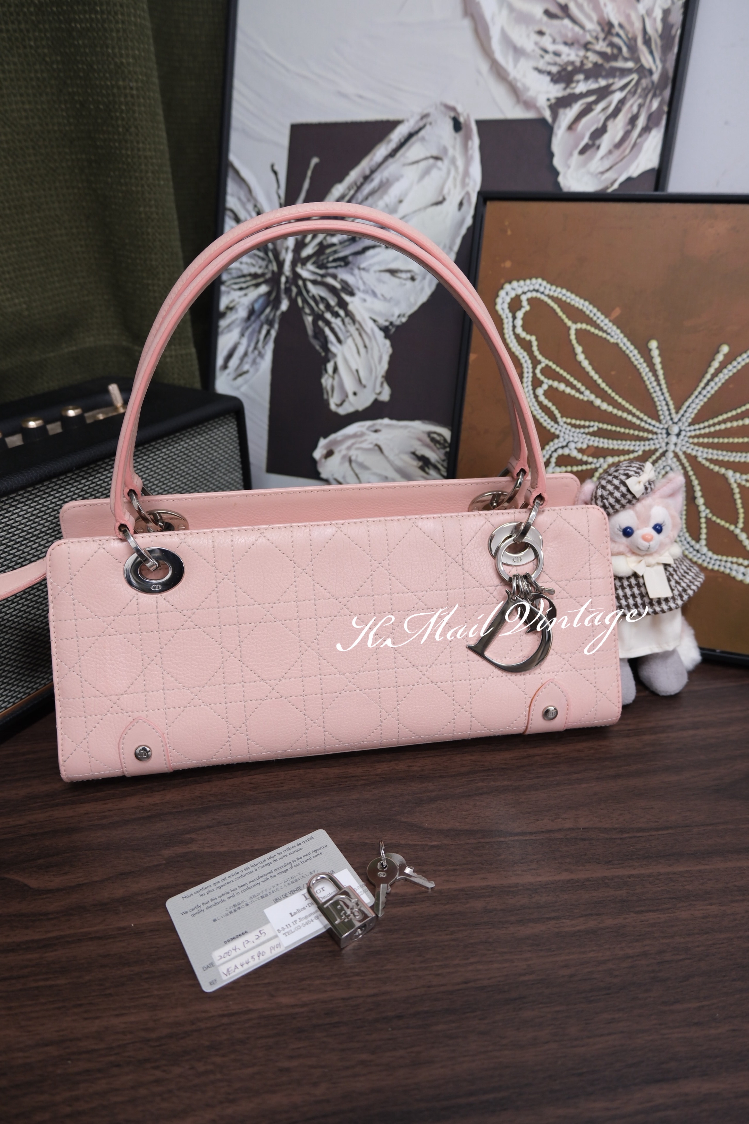 Dior Cannage Leather Shoulder bag Pink