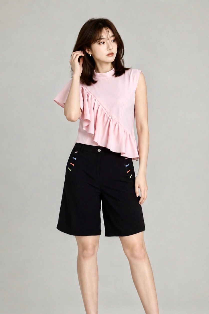 31137 Candy Stitch Tailored Bermuda Pants