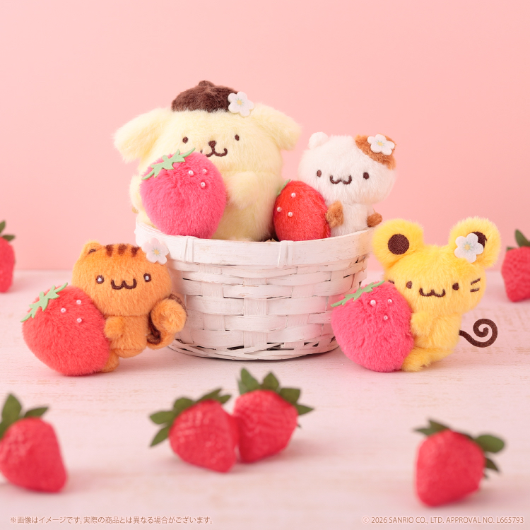 🎀【預訂】Pompompurin 草莓朋友系列公仔掛飾 - Scone
