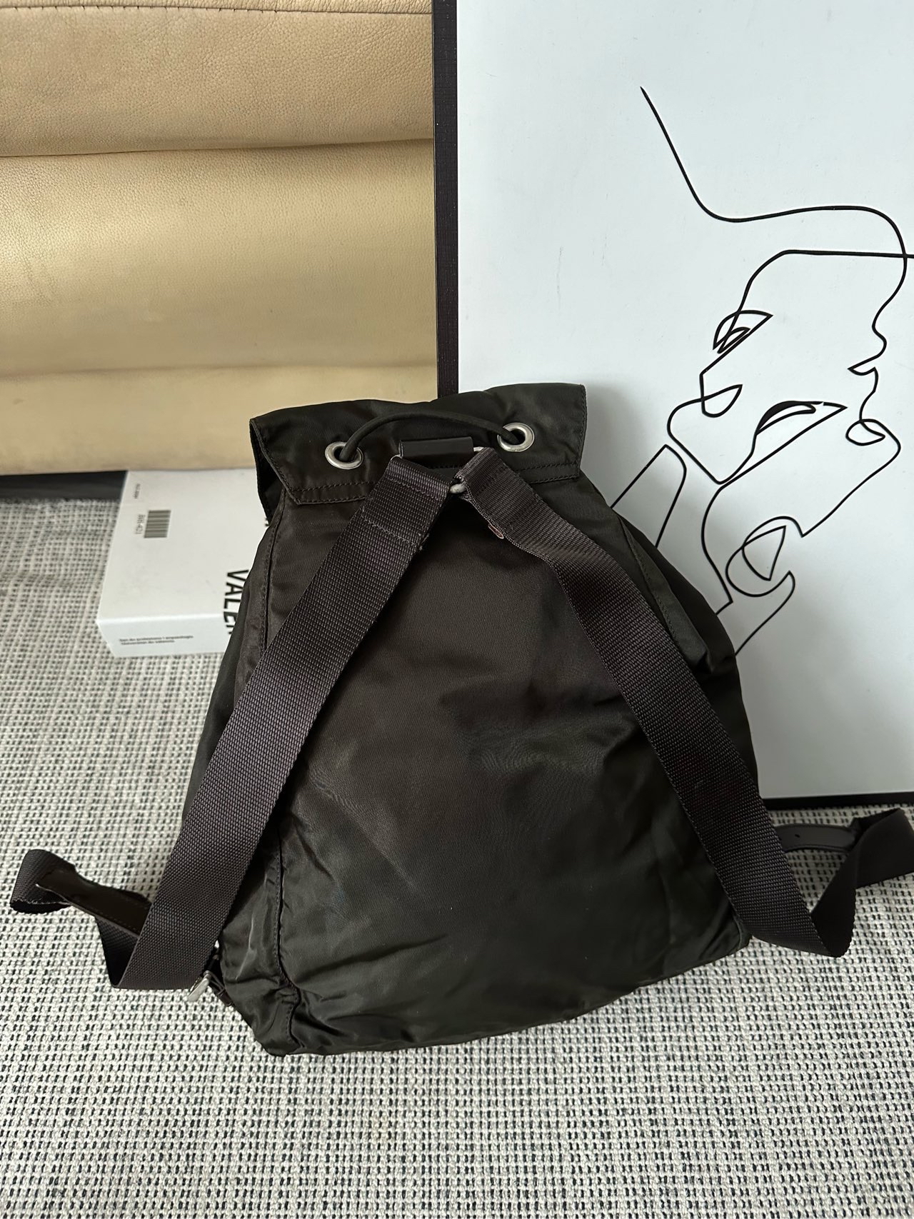 【預訂貨品】Prada降落傘黑茶色尼龍書包