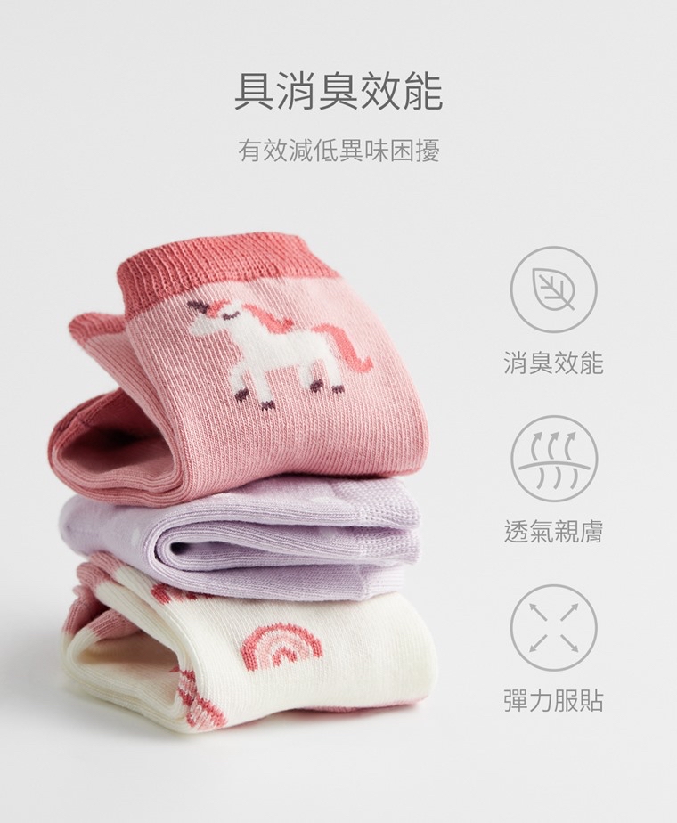 部分現貨💚預訂 台灣直送💚兩色可愛提花防滑中筒襪三對裝