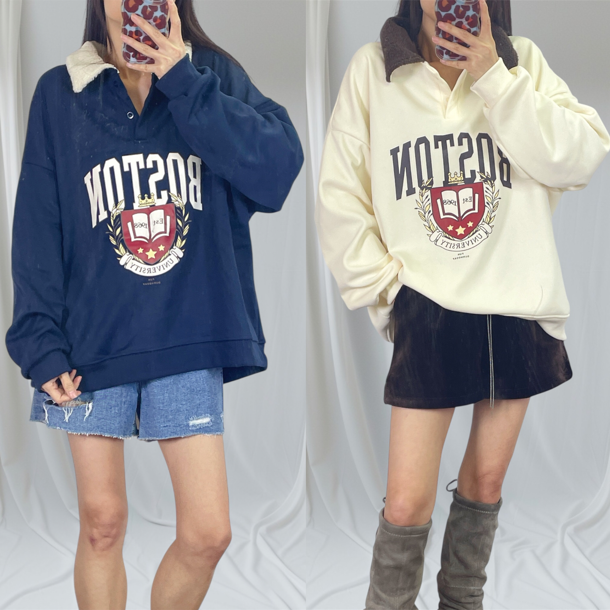 K5539 薄絨底X羊羔毛領衛衣