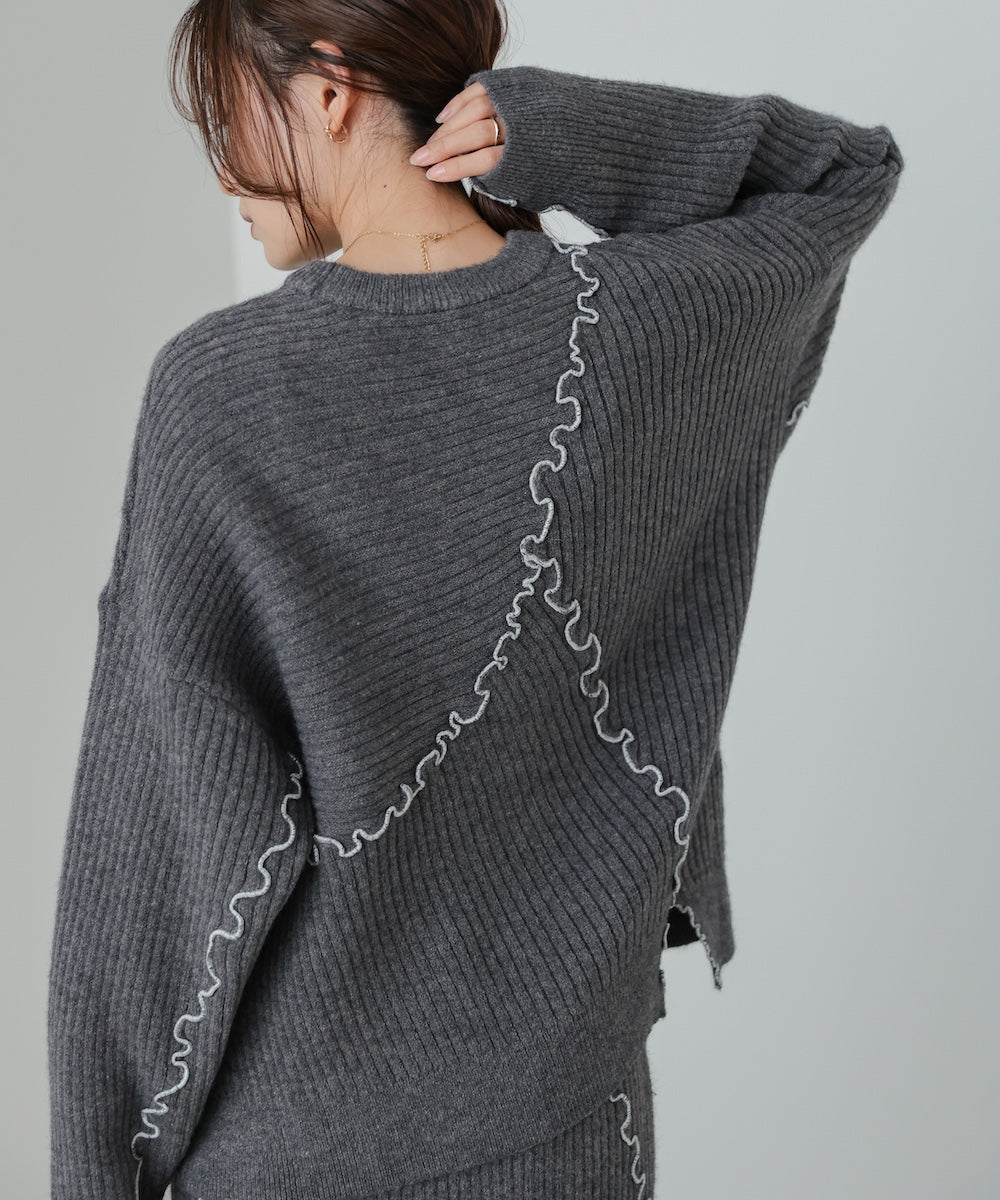 <JP> 設計感！特色滾邊軟糯Knit Top* 4色入 <預購>