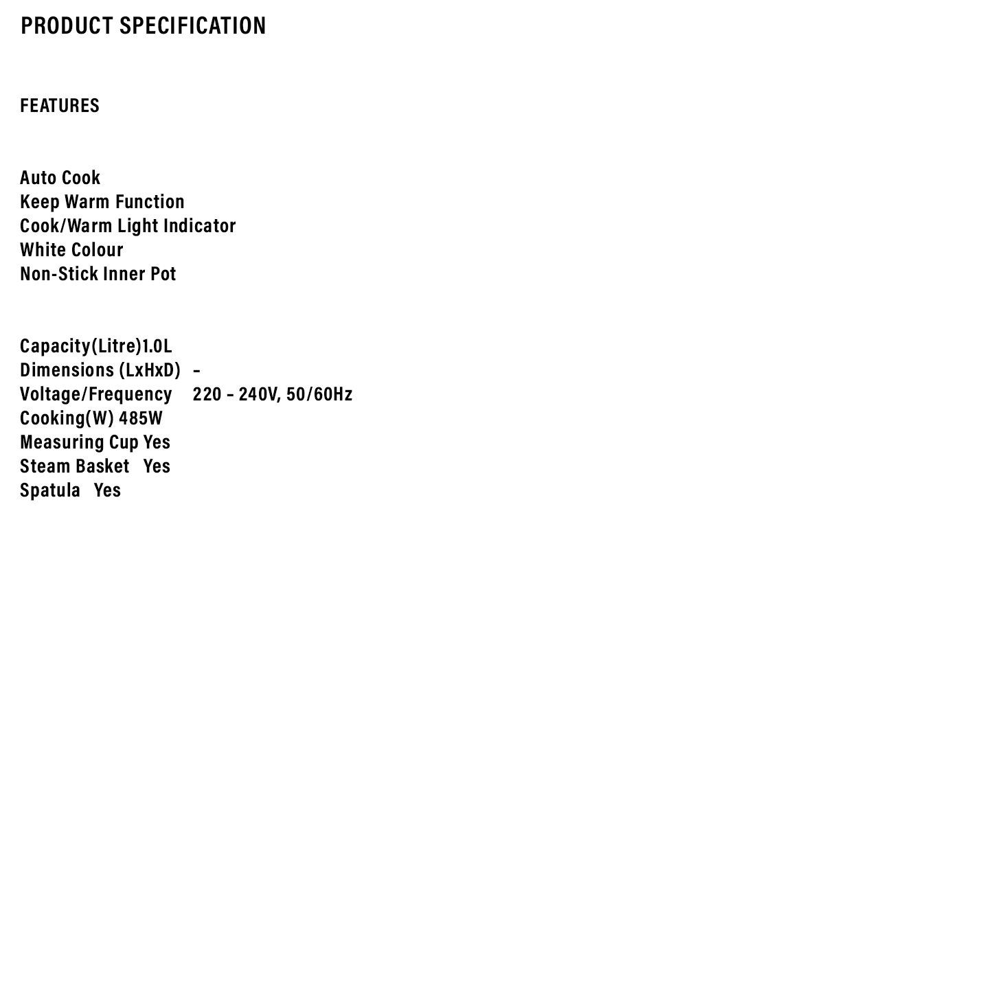 Sharp 1.0L Conventional Rice Cooker (KSH108SPK)